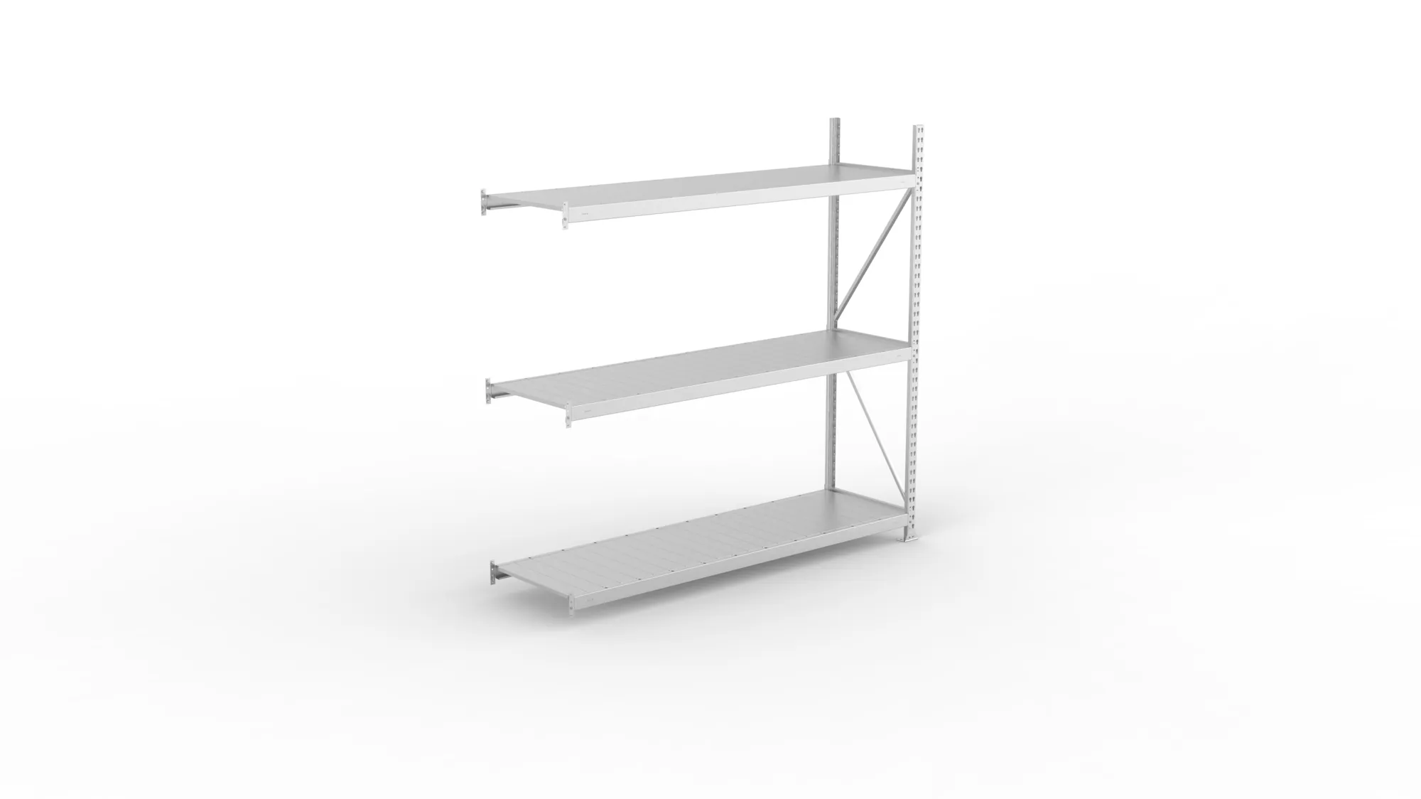 META MINI-RACK Weitspannregal | Anbauregal | 2200 x 2200 x 650 mm | Fachlast 600 kg | Stahlpaneelböden | 3 Ebenen