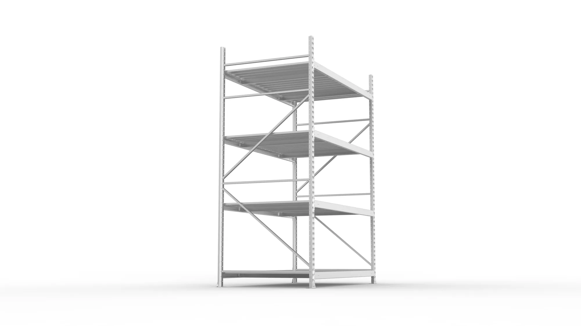 META MINI-RACK Weitspannregal | Grundregal | 2500 x 1800 x 1050 mm | Fachlast 600 kg | Stahlpaneelböden | 4 Ebenen