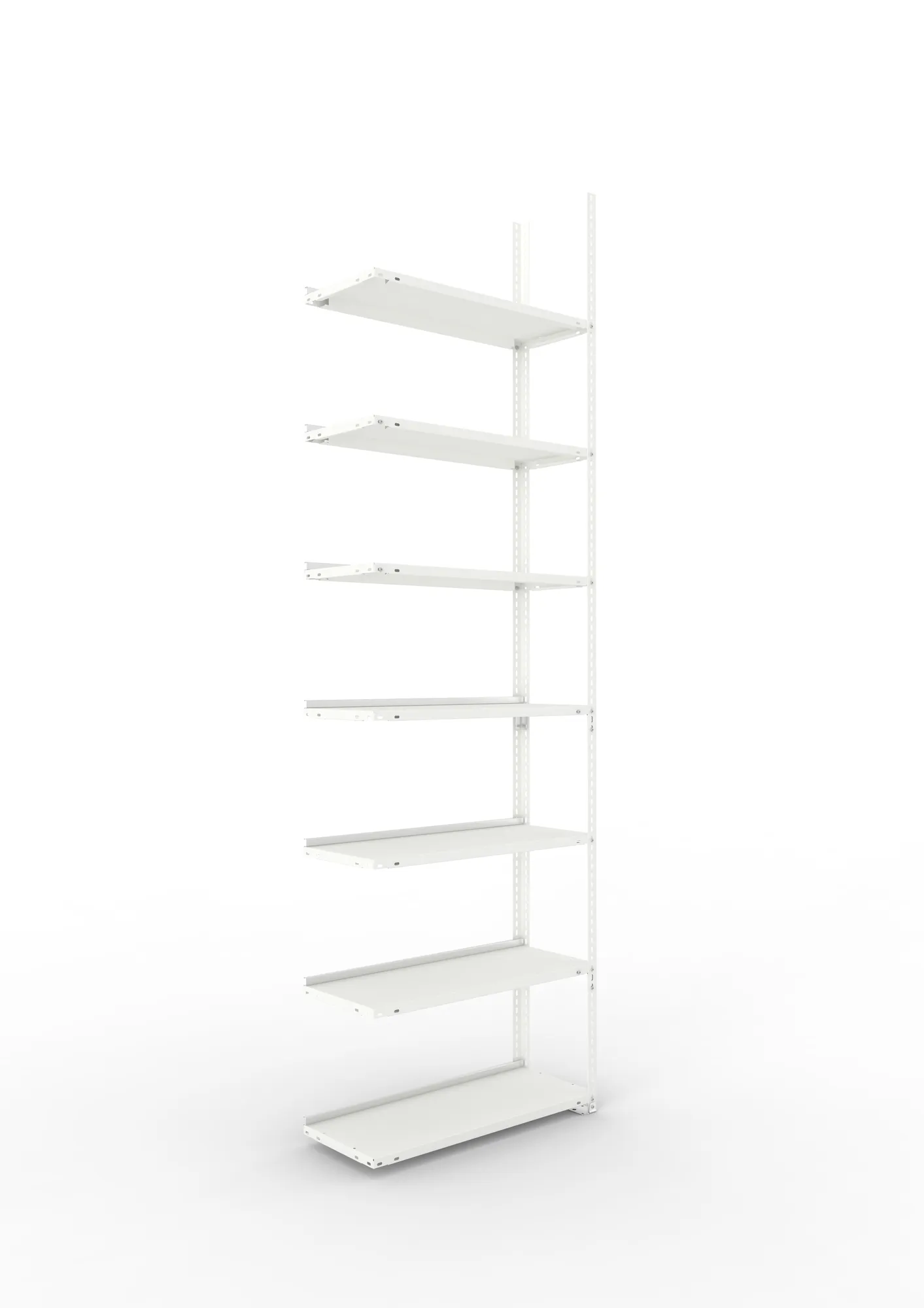 META FIX COMPACT | Büro-Schraubregal | Anbauregal | 2500 x 750 x 300 mm | Fachlast 80 kg | 7 Ebenen | RAL 7035