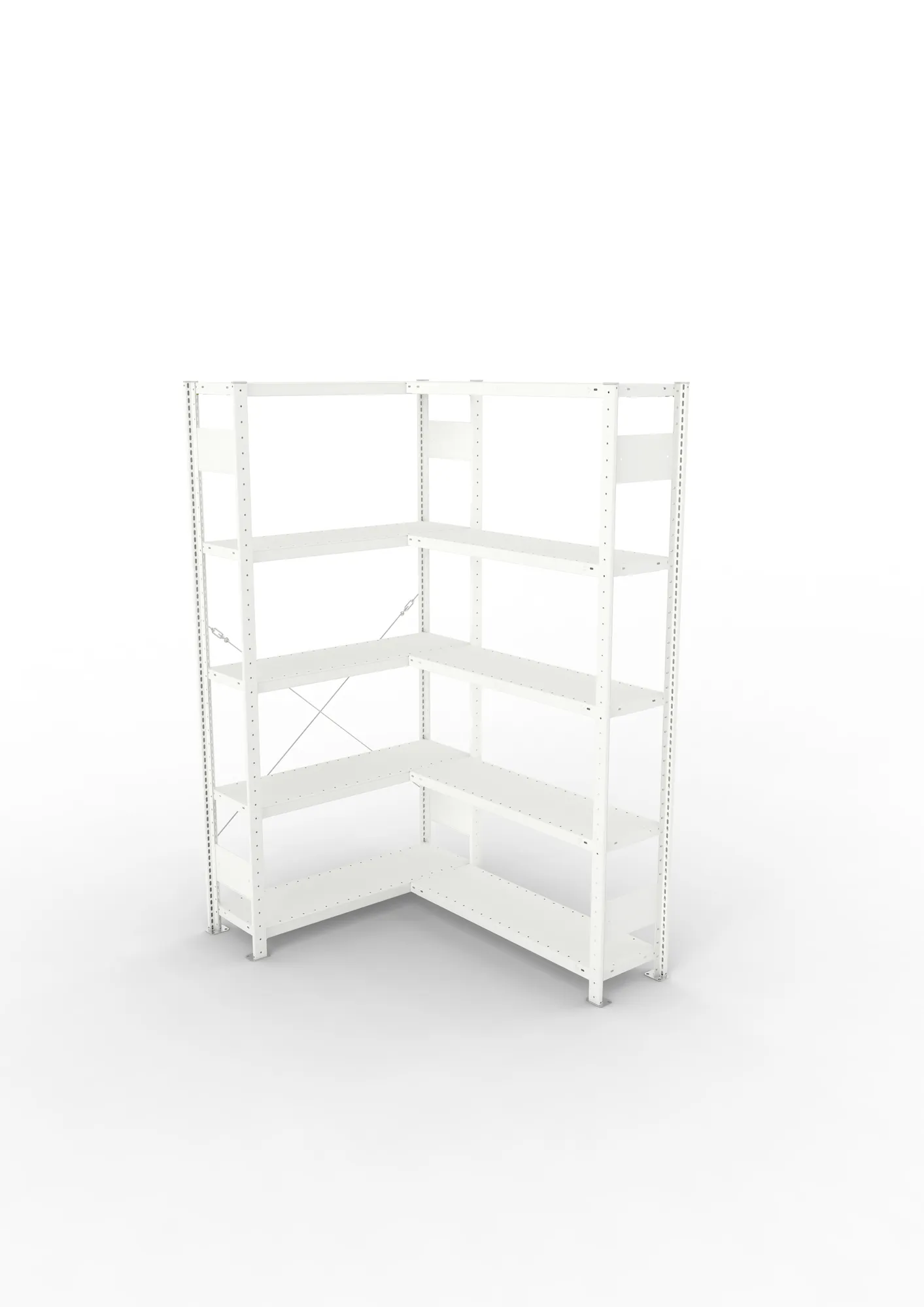 META CLIP | Eckregal | 2000 x 1000 x 300 mm | Fachlast 100 kg | 4+1 Ebenen | RAL 7035