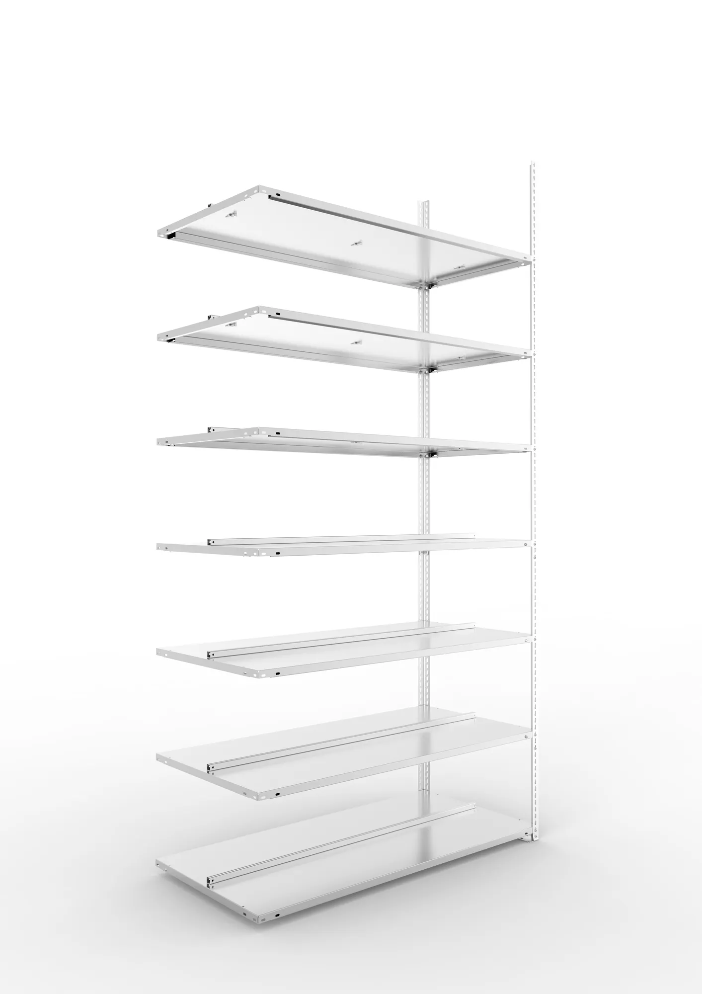 META FIX COMPACT | Büro-Schraubregal | Anbauregal | 2500 x 1250 x 600 mm | Fachlast 100 kg | 7 Ebenen | verzinkt