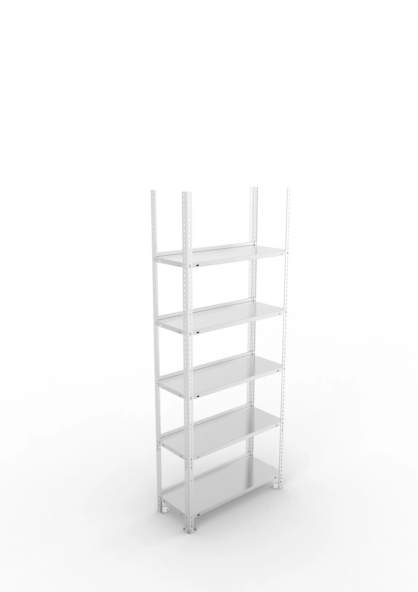 META FIX COMPACT | Büro-Schraubregal | Grundregal | 1850 x 750 x 300 mm | 90 kg | 5 Ebenen | verzinkt