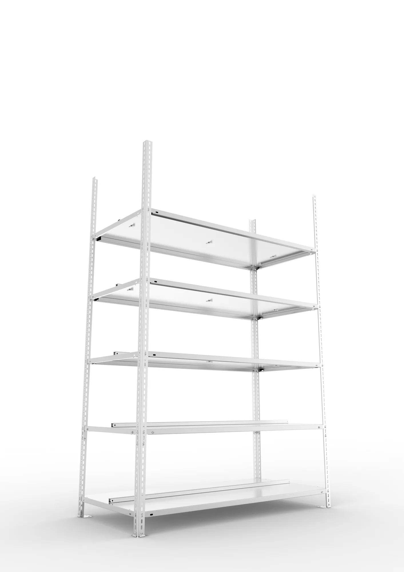 META FIX COMPACT | Büro-Schraubregal | Grundregal | 1850 x 1250 x 600 mm | Fachlast 100 kg | 5 Ebenen | verzinkt