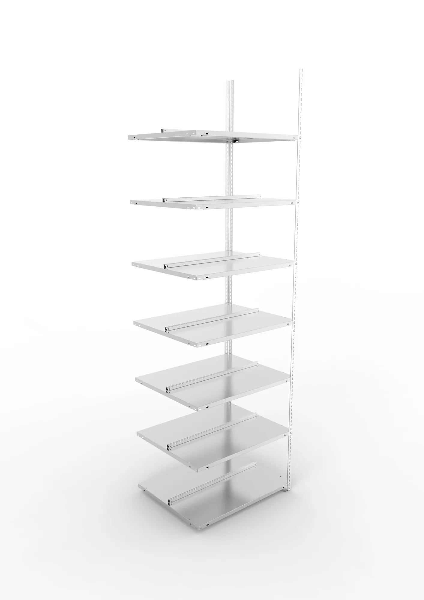 META FIX COMPACT | Büro-Schraubregal | Anbauregal | 2500 x 750 x 600 mm | Fachlast 100 kg | 7 Ebenen | verzinkt