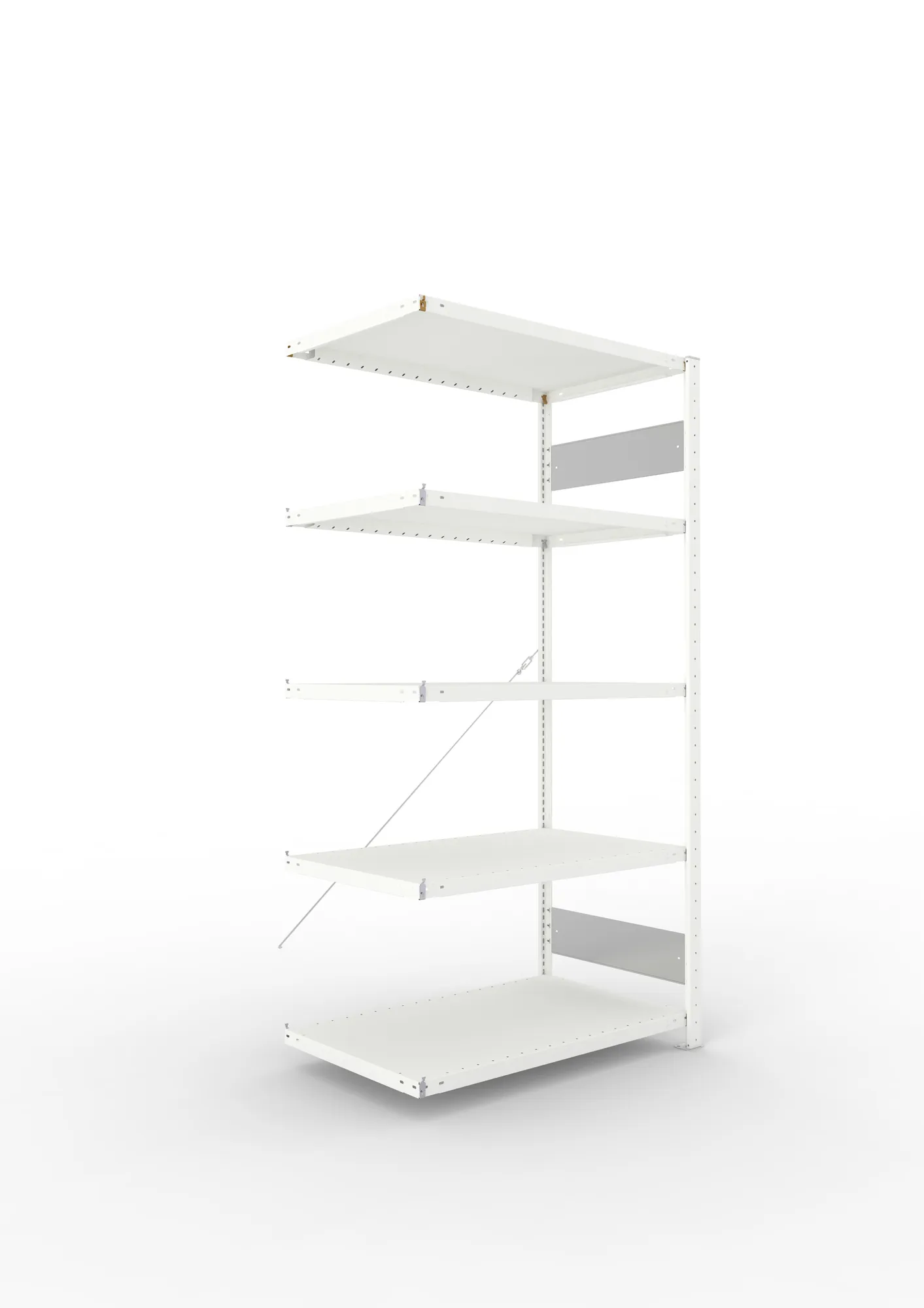 META CLIP S3 | Fachbodenregal | Anbauregal | 2000 x 1000 x 600 mm | Fachlast 230 kg | 4+1 Ebenen | RAL 7035