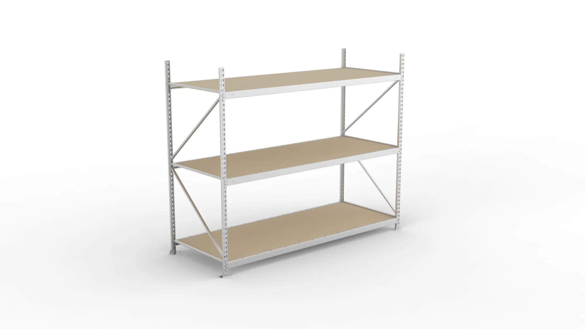 META MINI-RACK Weitspannregal | Grundregal | 2200 x 2600 x 1050 mm | Fachlast 490 kg | Spanplattenböden | 3 Ebenen