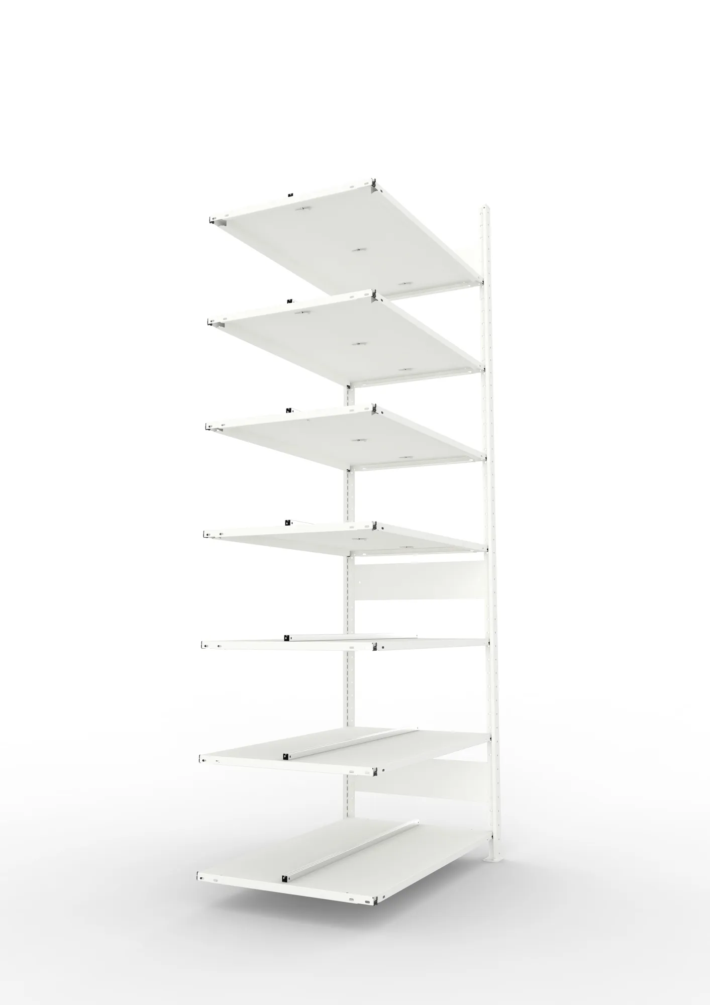 META COMPACT | Büro-Steckregal | Anbauregal | 2500 x 1000 x 600 mm | Fachlast 100 kg | 7 Ebenen | RAL 7035