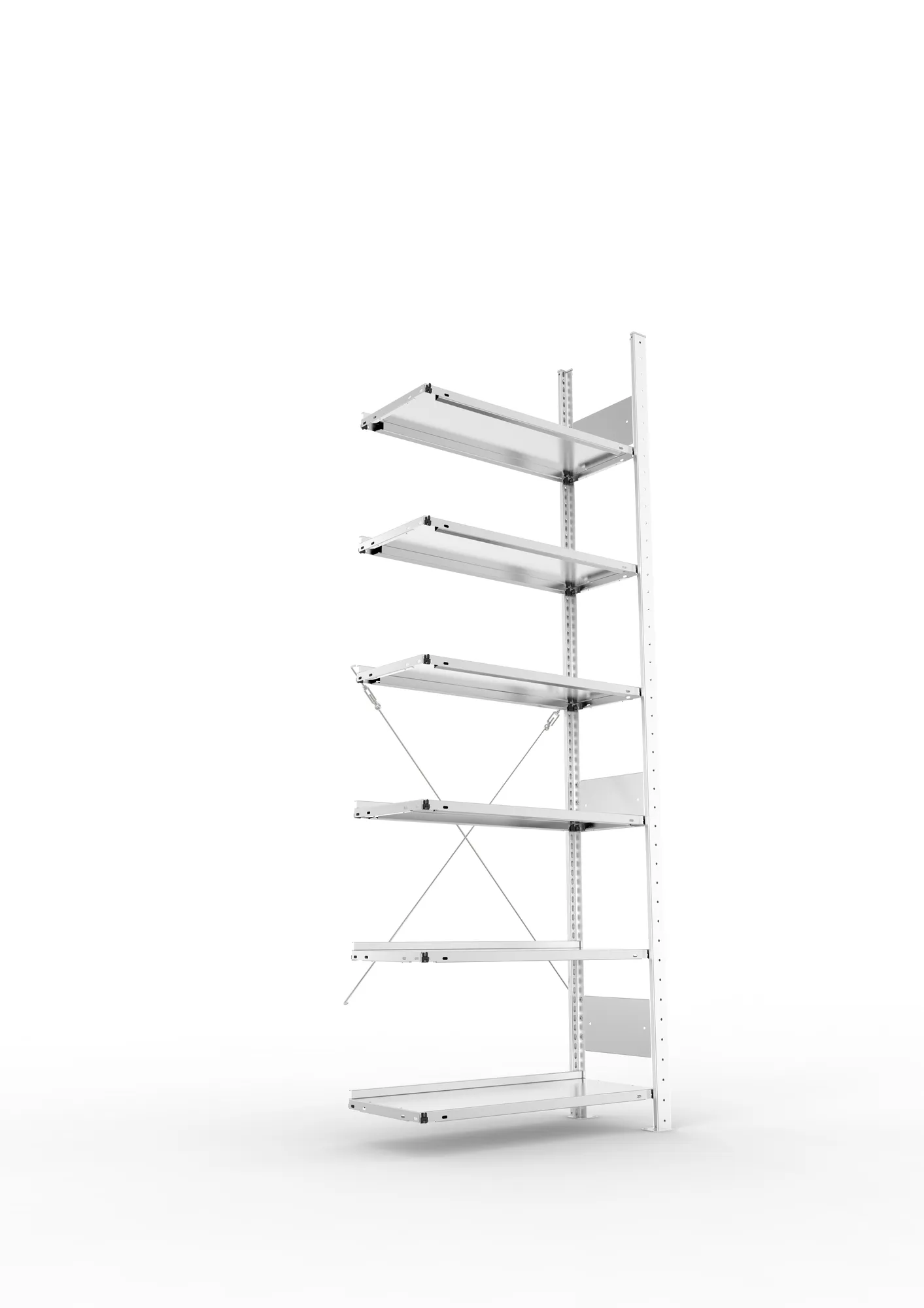 META COMPACT S3| Büro-Steckregal | Anbauregal | 2200 x 750 x 300 mm | Fachlast 80 kg | 6 Ebenen | Endanschlag | verzinkt