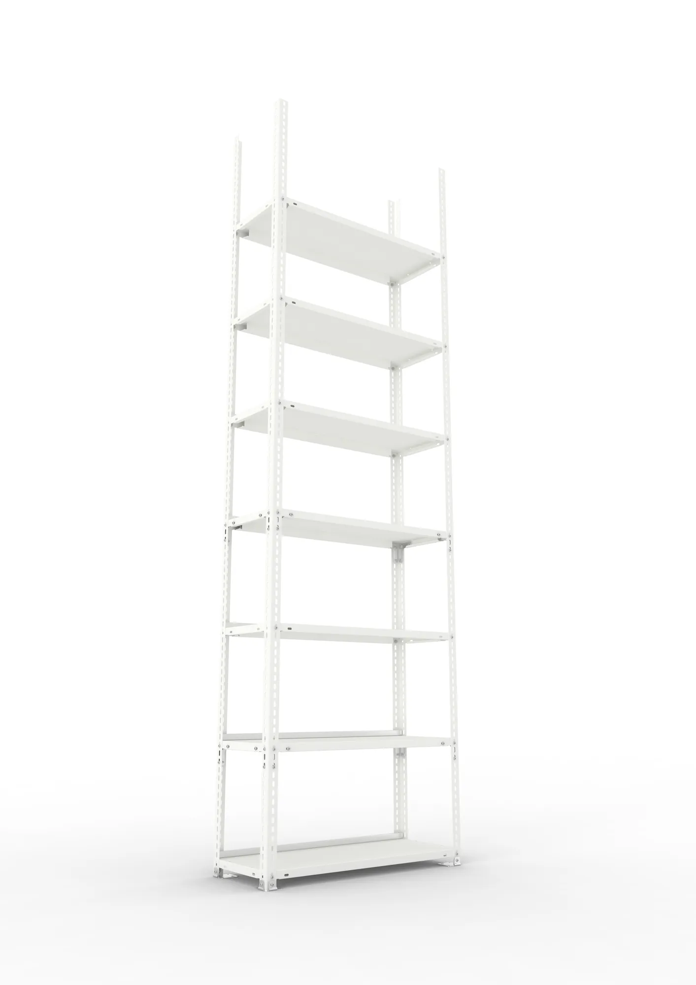 META FIX COMPACT | Büro-Schraubregal | Grundregal | 2500 x 750 x 300 mm | Fachlast 80 kg | 7 Ebenen | RAL 7035