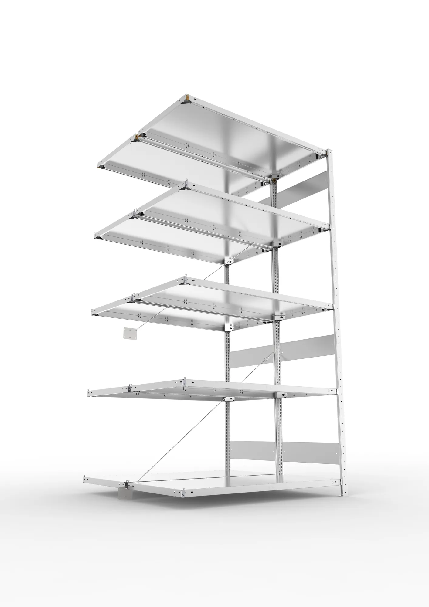 META CLIP | Fachbodenregal | Doppel-Anbauregal | 2500 x 1300 x 600 mm | Fachlast 230 kg | 4+1 Ebenen | verzinkt