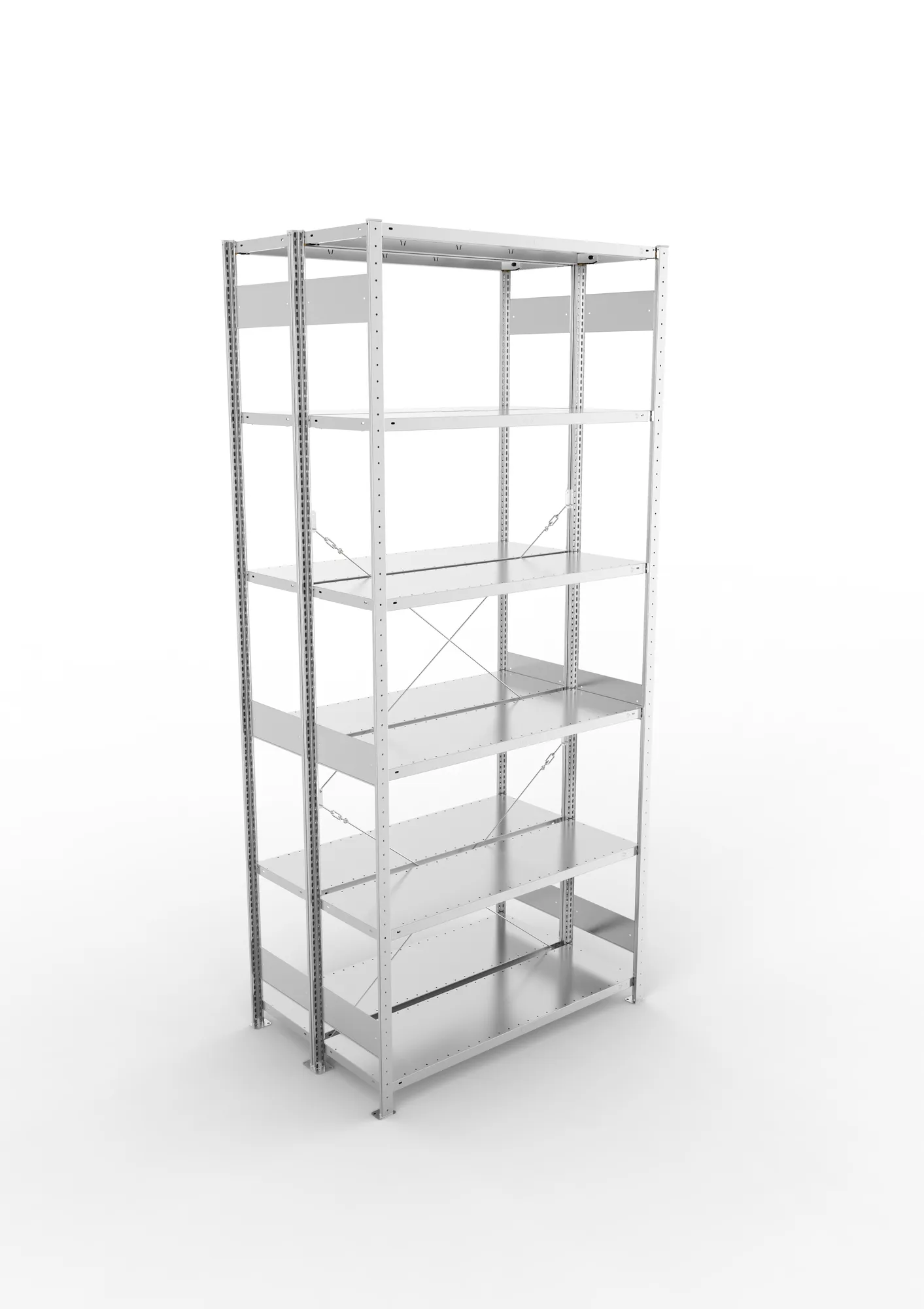 META CLIP | Fachbodenregal | Doppel-Grundregal | 3000 x 1300 x 400 mm | Fachlast 230 kg | 5+1 Ebenen | verzinkt