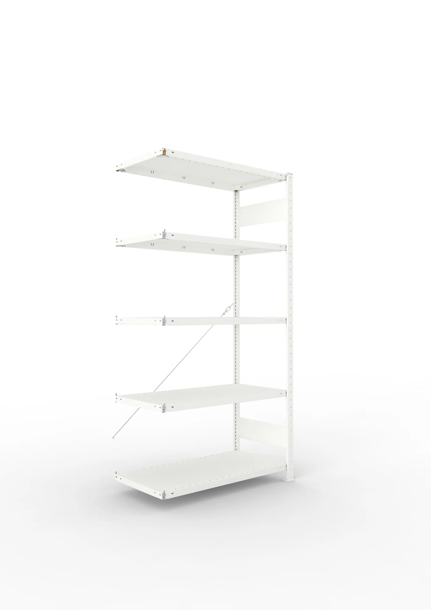 META CLIP | Fachbodenregal | Anbauregal | 2000 x 1000 x 500 mm | Fachlast 150 kg | 4+1 Ebenen | RAL 7035