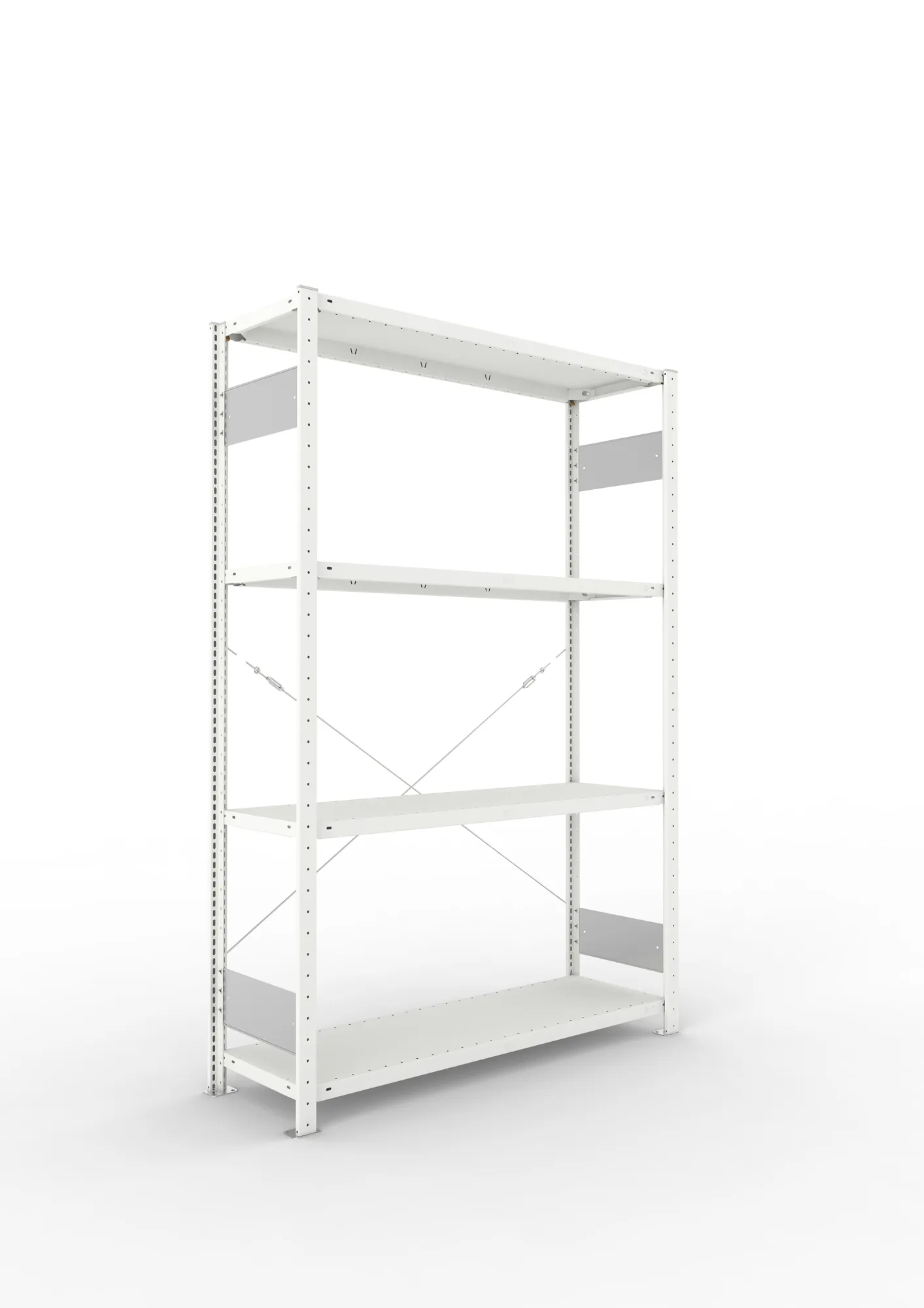 META CLIP S3 | Fachbodenregal | Grundregal | 2000 x 1300 x 400 mm | Fachlast 150 kg | 3+1 Ebenen | RAL 7035