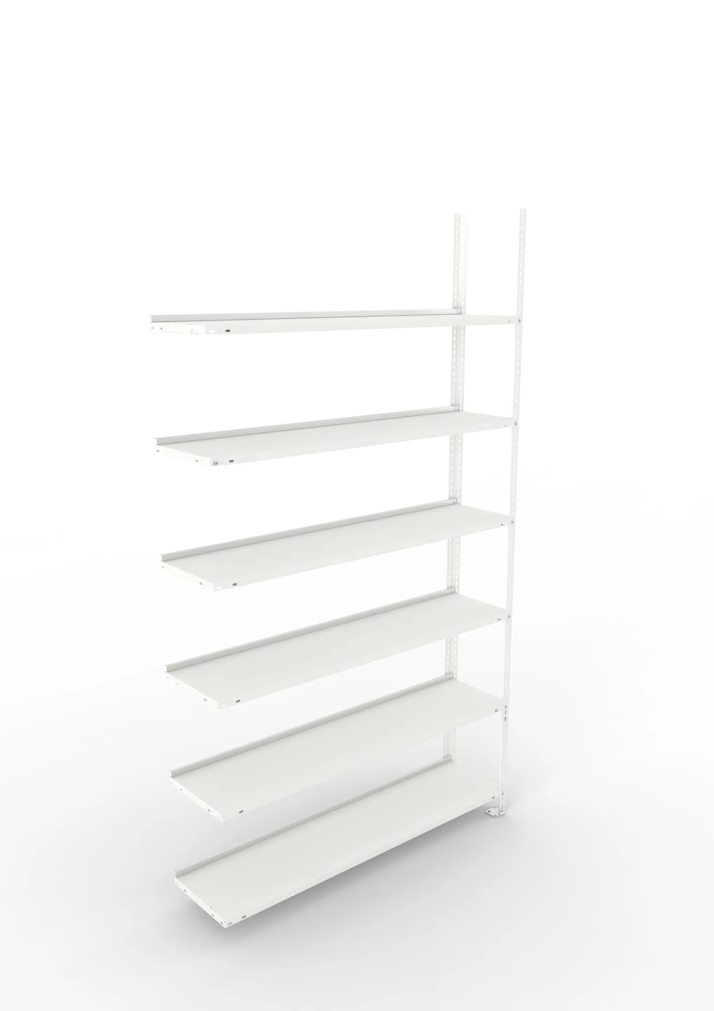 META FIX COMPACT | Büro-Schraubregal | Anbauregal | 2200 x 1250 x 300 mm | Fachlast 80 kg | 6 Ebenen | RAL 7035