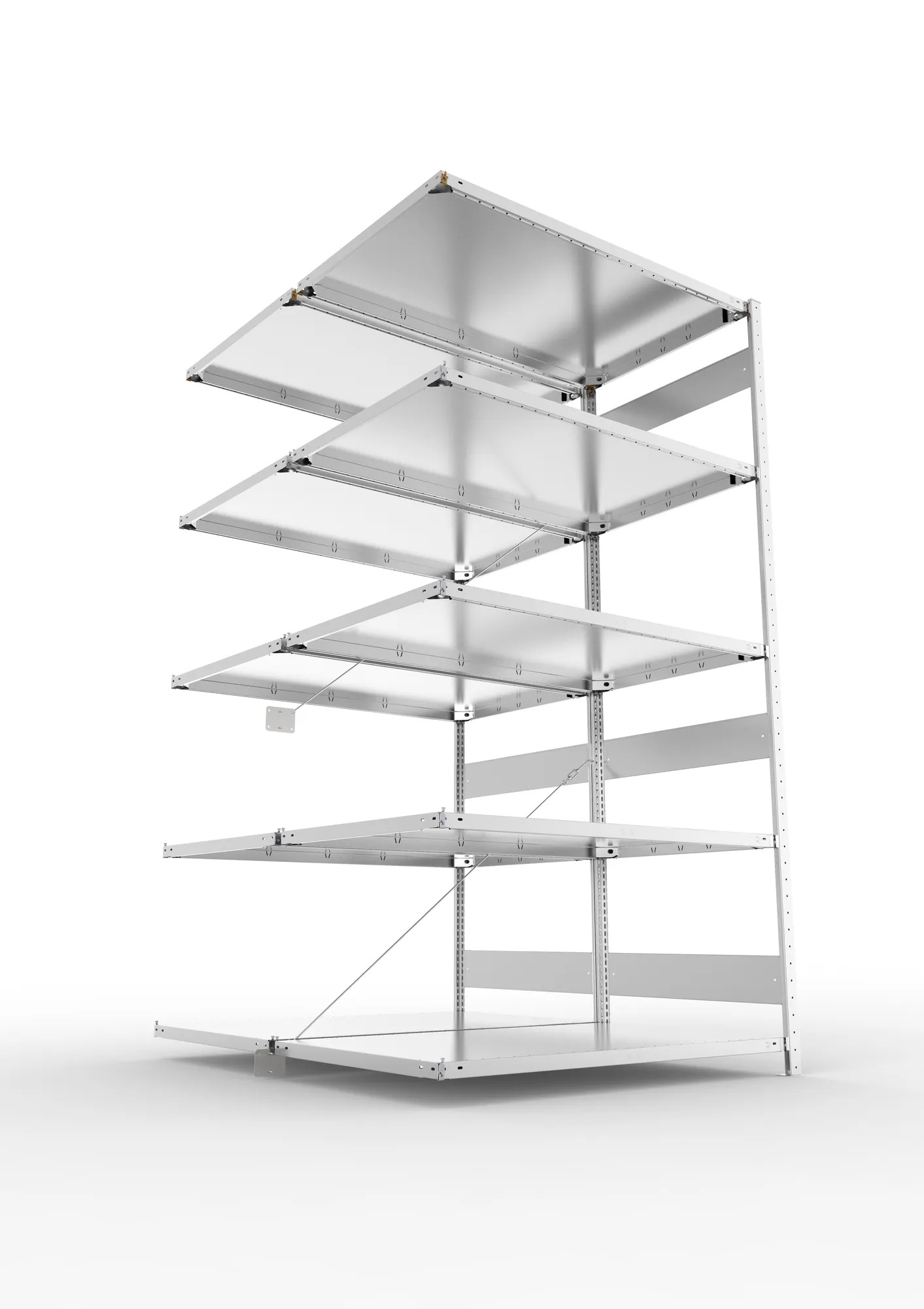 META CLIP | Fachbodenregal | Doppel-Anbauregal | 2500 x 1300 x 800 mm | Fachlast 230 kg | 4+1 Ebenen | verzinkt