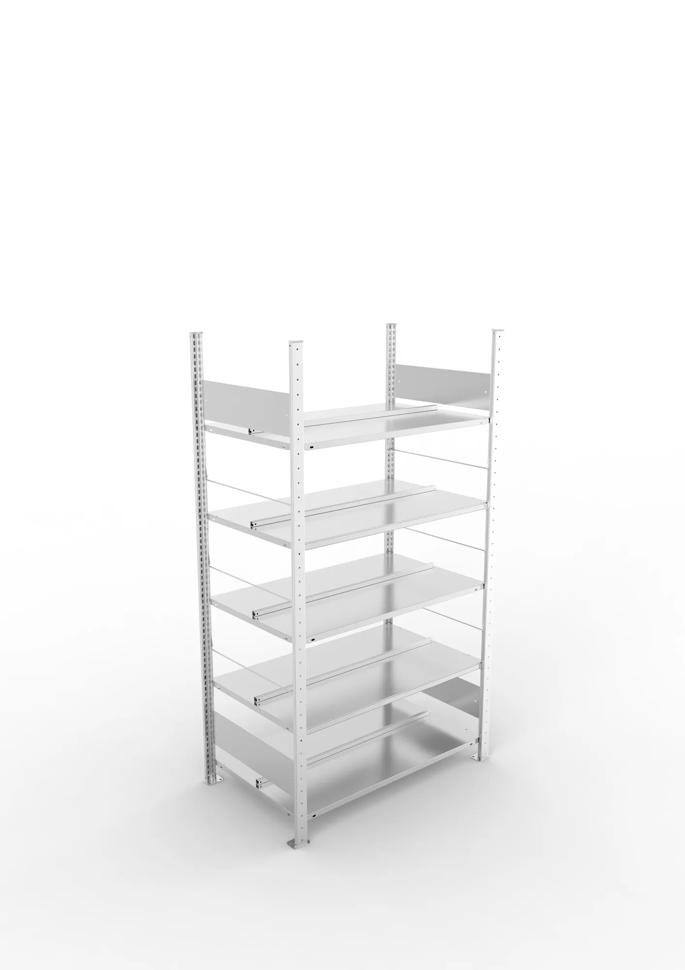 META COMPACT S3| Büro-Steckregal | Doppel-Grundregal | 1850 x 1000 x 600 mm | Fachlast 100 kg | 5 Ebenen | Mittelanschlag | verzinkt