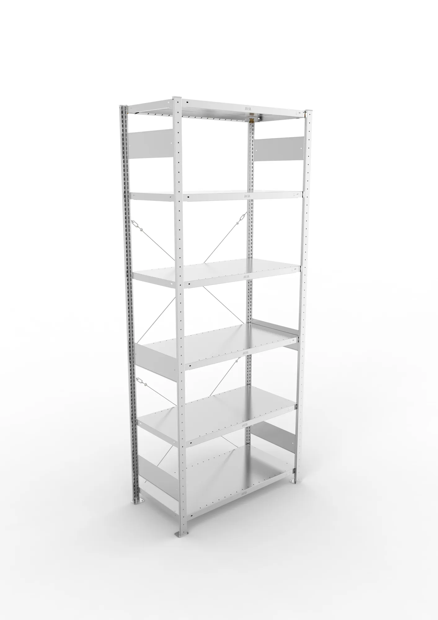 META CLIP | Fachbodenregal | Grundregal | 2500 x 1000 x 500 mm | Fachlast 100 kg | 5+1 Ebenen | verzinkt