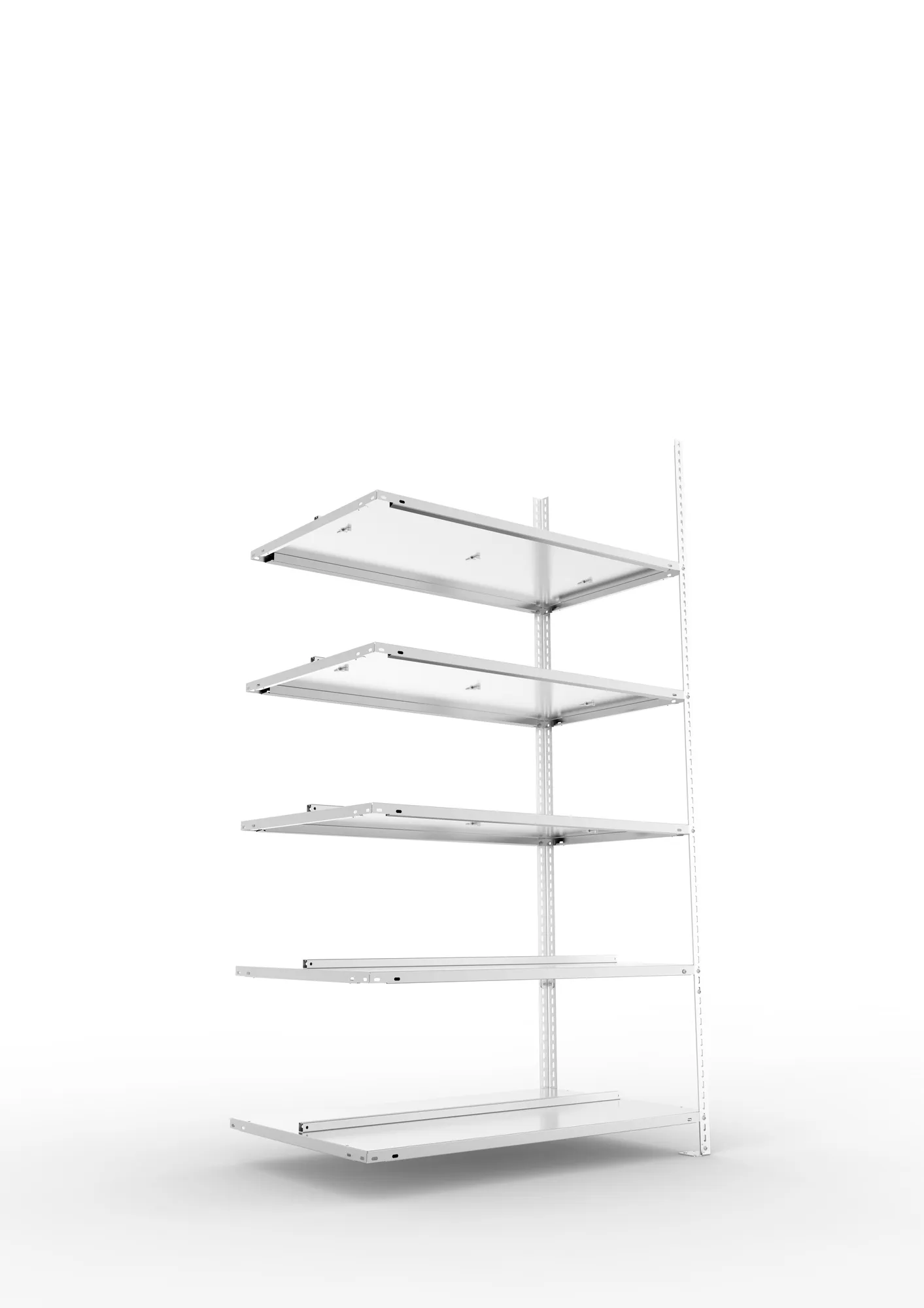 META FIX COMPACT | Büro-Schraubregal | Anbauregal | 1850 x 1000 x 600 mm | Fachlast 80 kg | 5 Ebenen | verzinkt