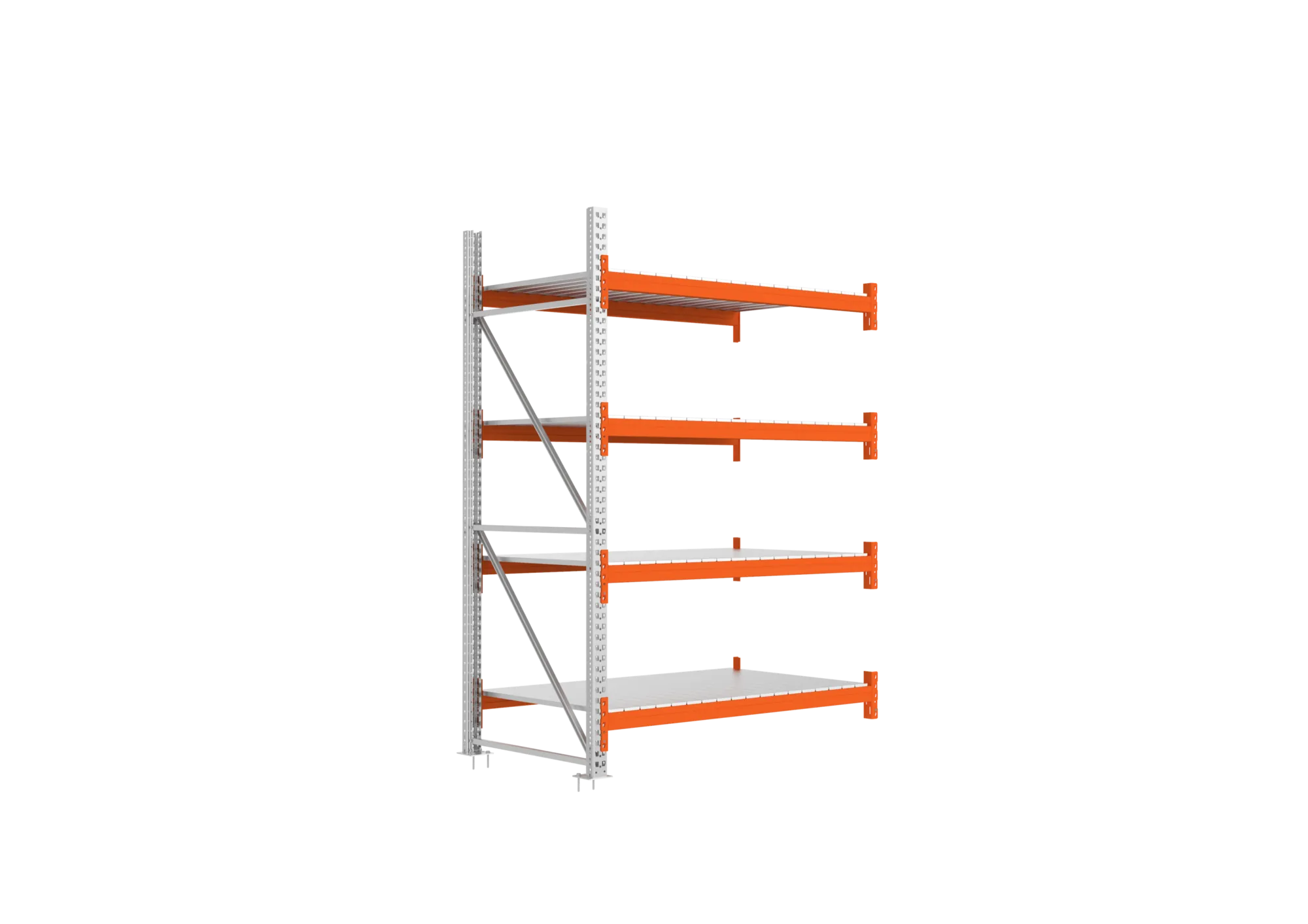 META MULTIPAL | Großfachregal | Anbauregal | 2700 x 1825 x 1100 mm | Fachlast 1800 kg | 4 Ebenen | Stahlpaneele | verzinkt