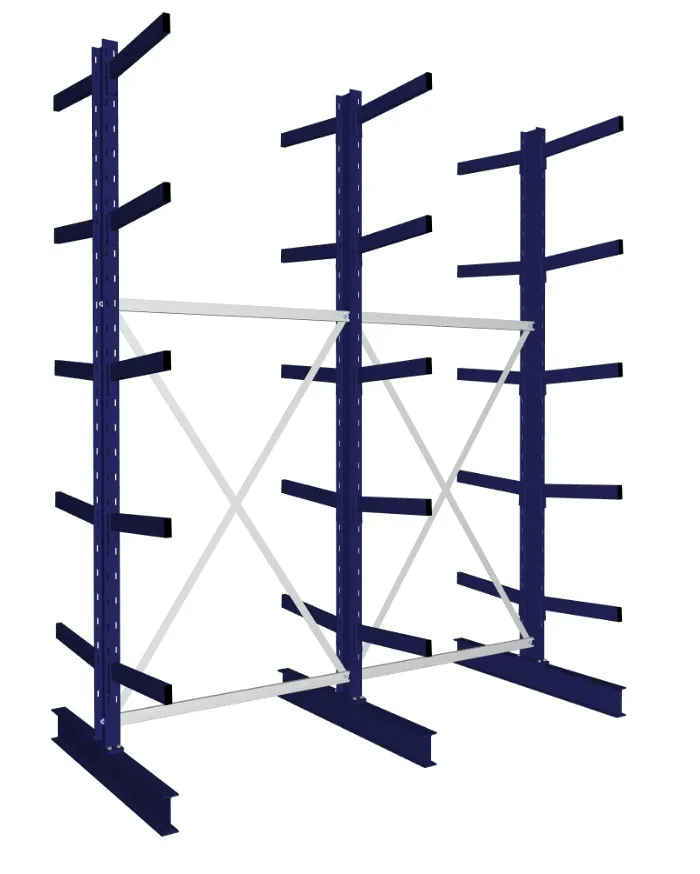 META MULTISTRONG M | Kragarmregal | 2 Felder | 3000 x 2600 x 600 mm | Armlast 355 kg | doppelseitig | 5+1 Ebenen