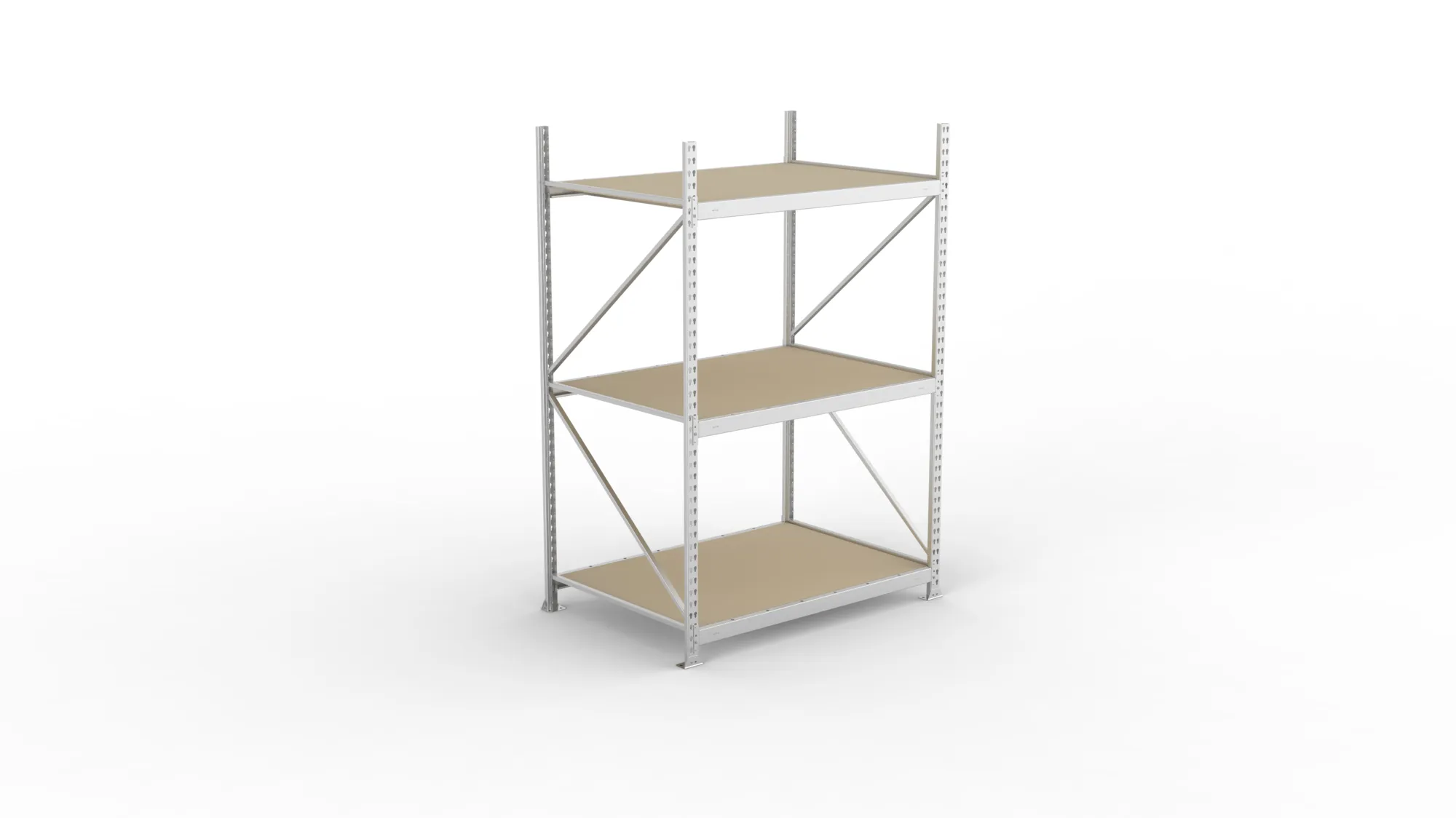 META MINI-RACK Weitspannregal | Grundregal | 2200 x 1400 x 1050 mm | Fachlast 600 kg | Spanplattenböden | 3 Ebenen