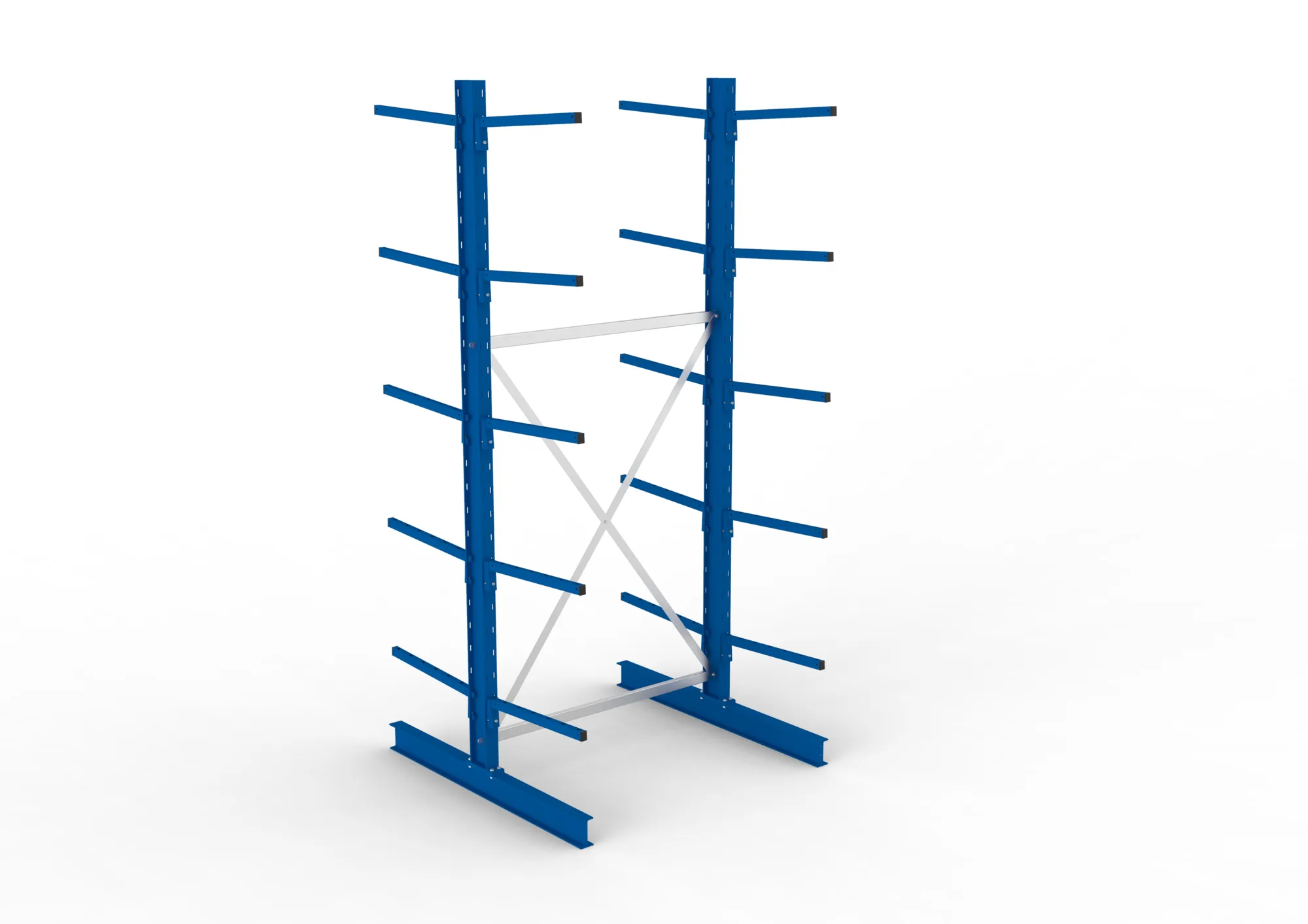 META MULTISTRONG L | Kragarmregal | Grundregal | 3000 x 1300 x 600 mm | Armlast 140 kg | doppelseitig | 5+1 Ebenen