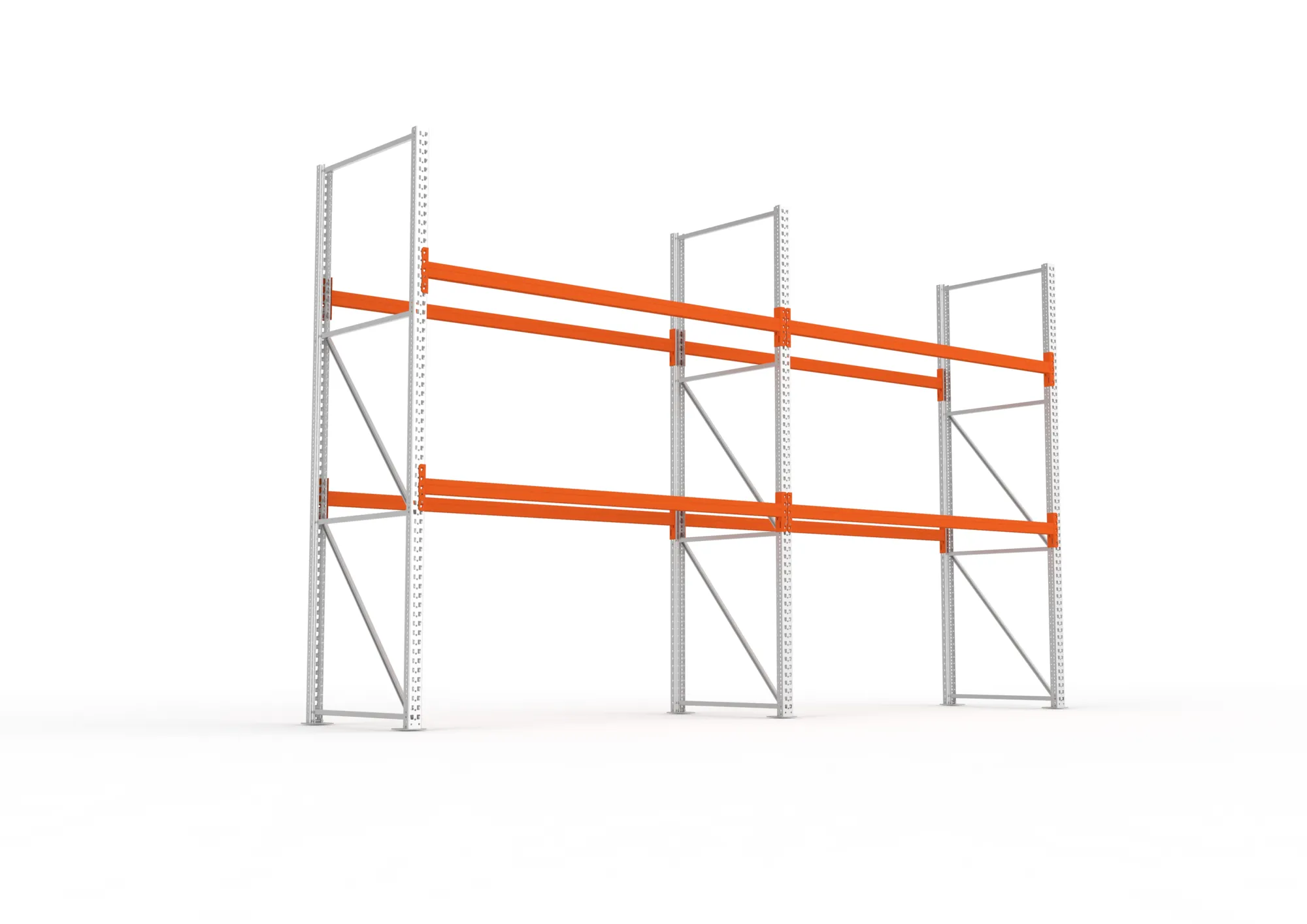 META MULTIPAL | Palettenregal | 2 Felder | 3300 x 2700 x 1100 mm | Fachlast 490 kg | 3 Ebenen | 8 Paletten | verzinkt