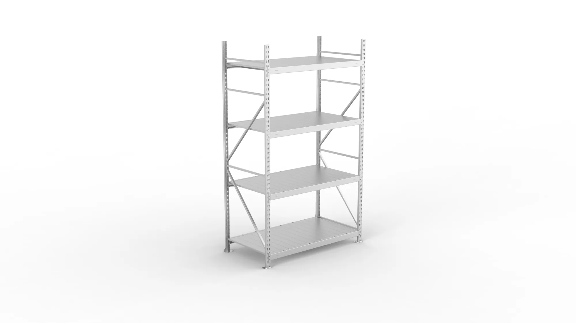 META MINI-RACK Weitspannregal | Grundregal | 2500 x 1400 x 800 mm | Fachlast 600 kg | Stahlpaneelböden | 4 Ebenen