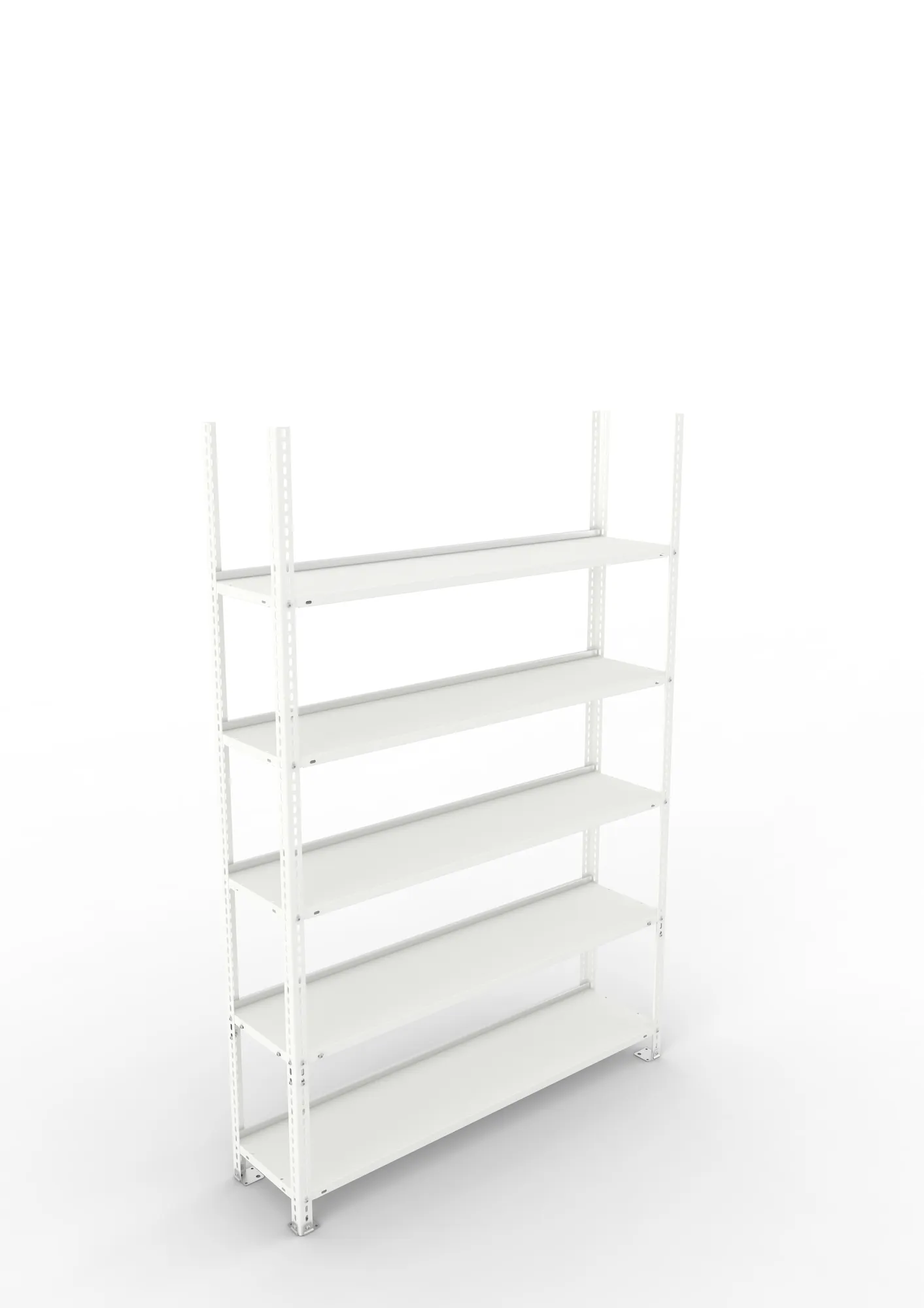 META FIX COMPACT | Büro-Schraubregal | Grundregal | 1850 x 1250 x 300 mm | Fachlast 100 kg | 5 Ebenen | RAL 7035