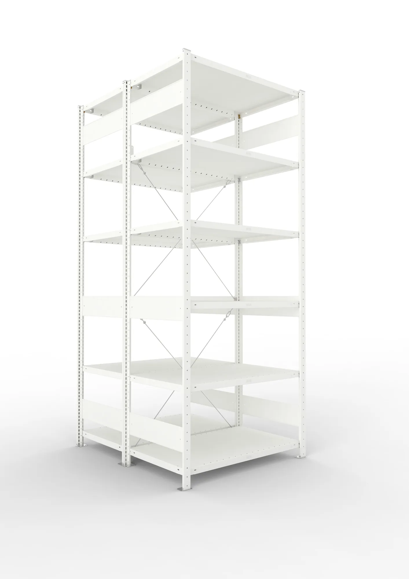META CLIP | Fachbodenregal | Doppel-Grundregal | 2500 x 1000 x 600 mm | Fachlast 100 kg | 5+1 Ebenen | RAL 7035