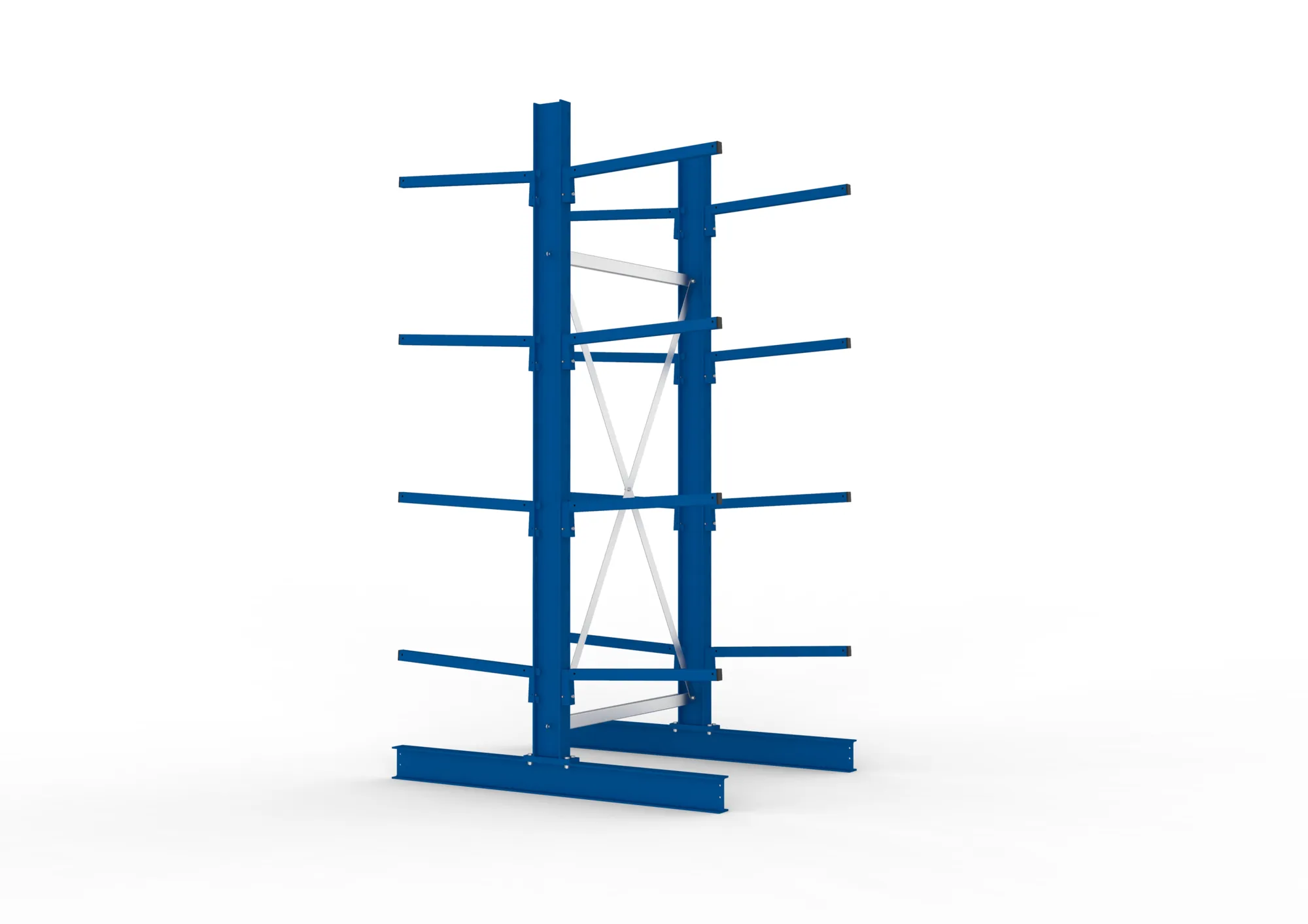 META MULTISTRONG L | Kragarmregal | Grundregal | 2500 x 1000 x 600 mm | Armlast 140 kg | doppelseitig | 4+1 Ebenen