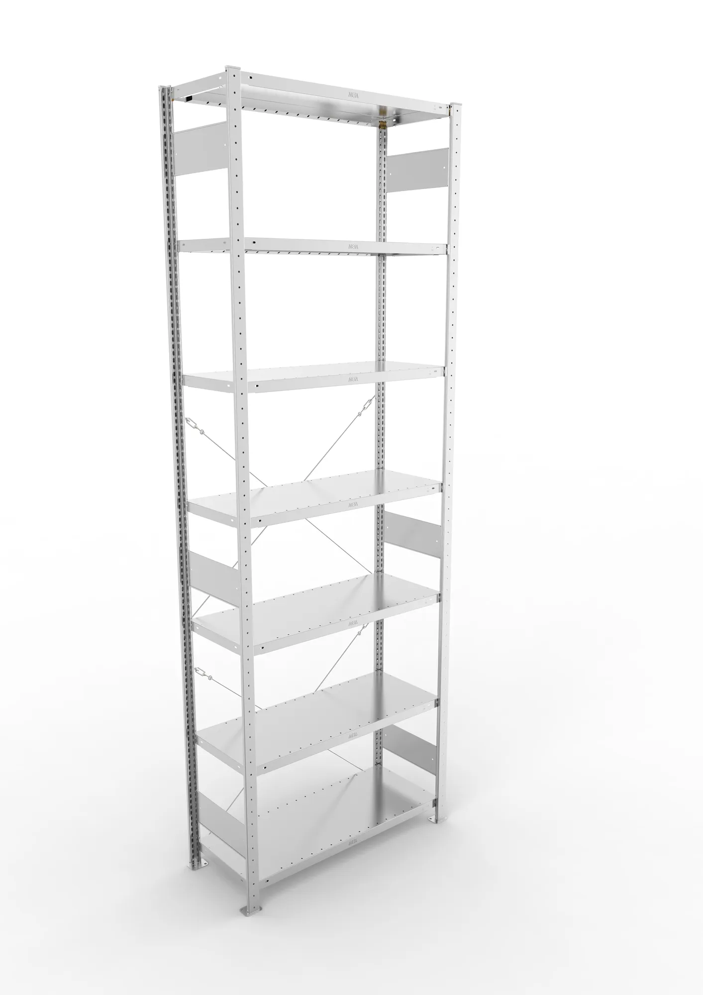 META CLIP | Fachbodenregal | Grundregal | 3000 x 1000 x 400 mm | Fachlast 230 kg | 6+1 Ebenen | verzinkt