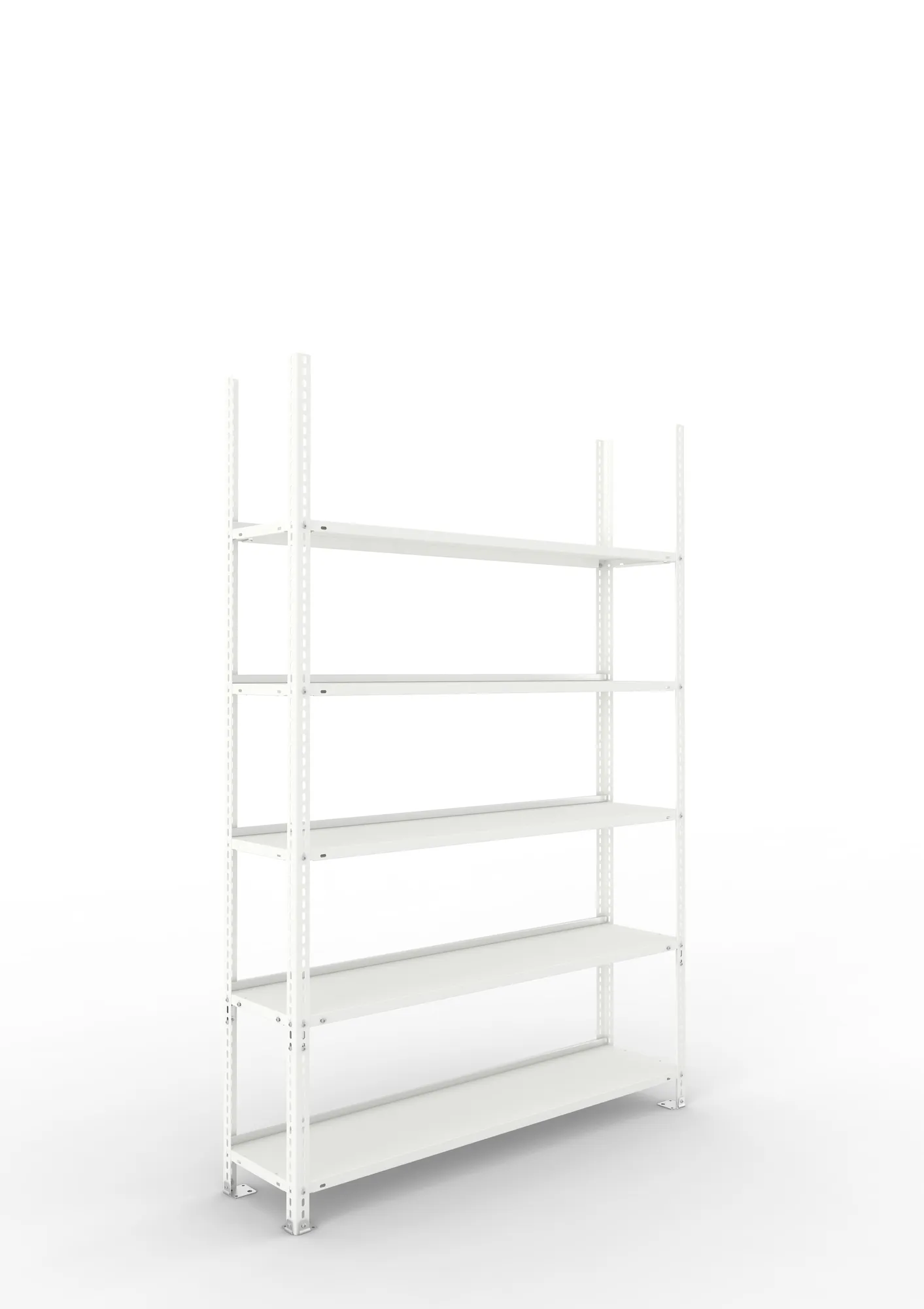META FIX COMPACT | Büro-Schraubregal | Grundregal | 1850 x 1250 x 300 mm | Fachlast 100 kg | 5 Ebenen | RAL 7035