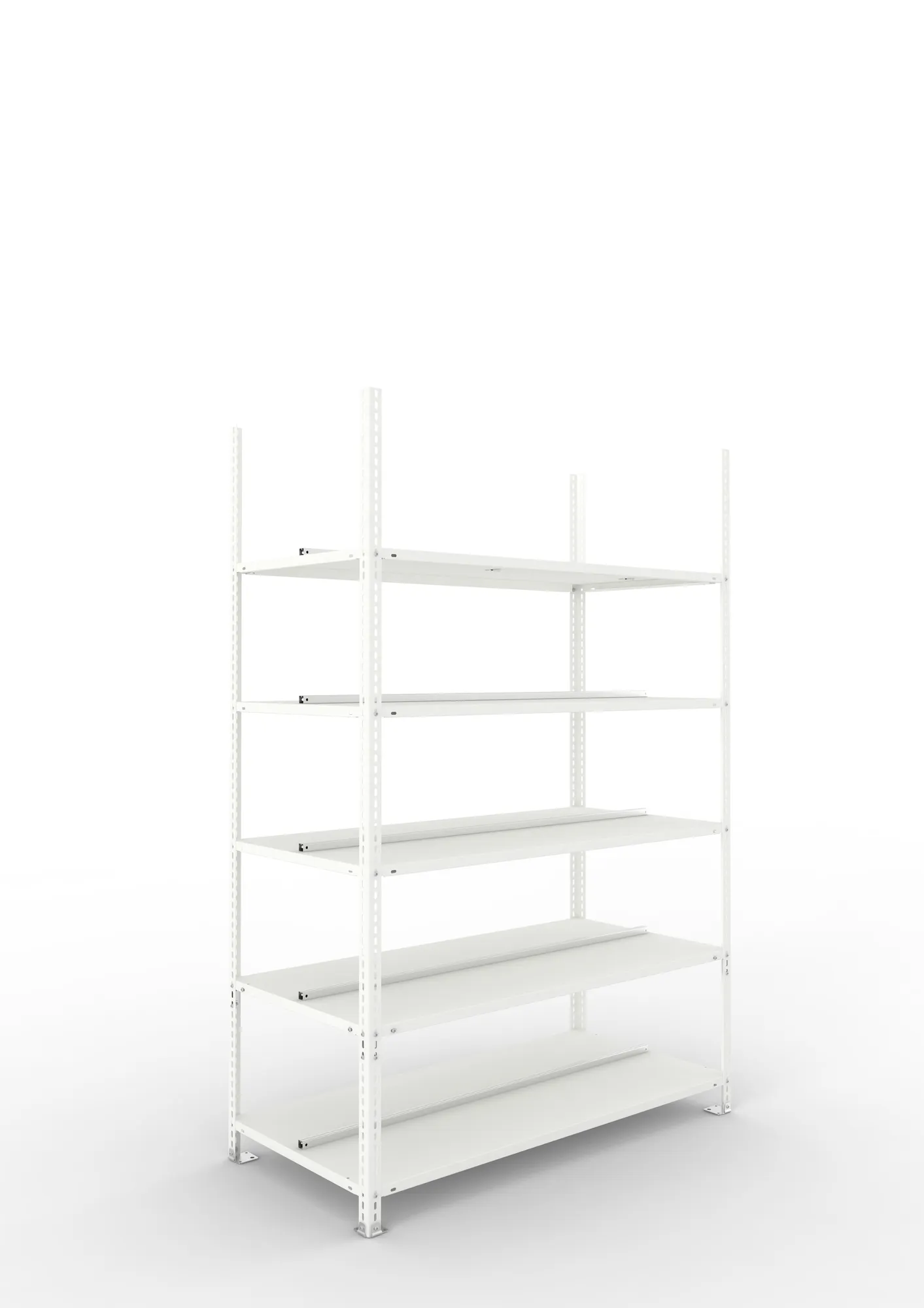 META FIX COMPACT | Büro-Schraubregal | Grundregal | 1850 x 1250 x 600 mm | Fachlast 100 kg | 5 Ebenen | RAL 7035