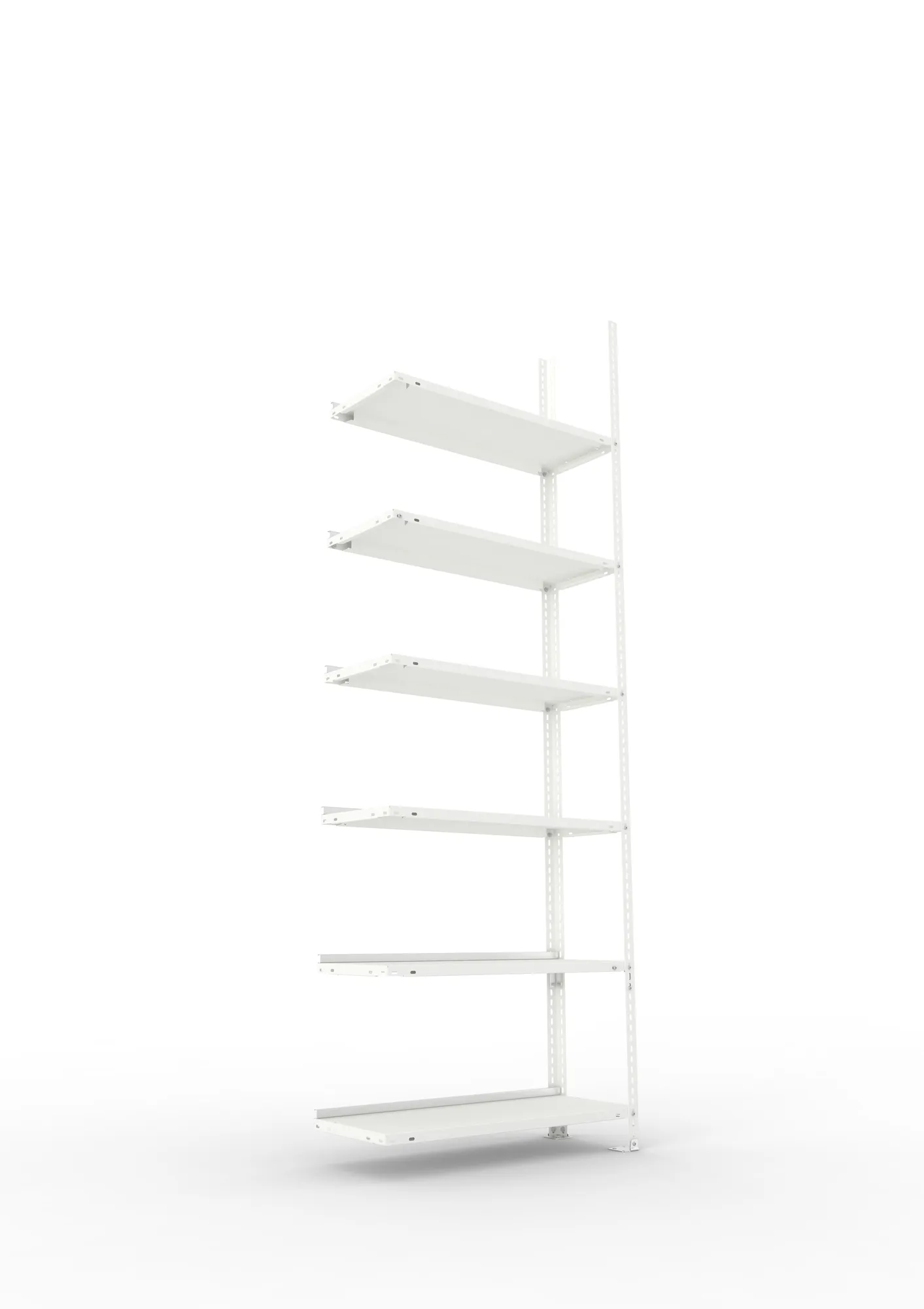 META FIX COMPACT | Büro-Schraubregal | Anbauregal | 2200 x 750 x 300 mm | Fachlast 80 kg | 6 Ebenen | RAL 7035