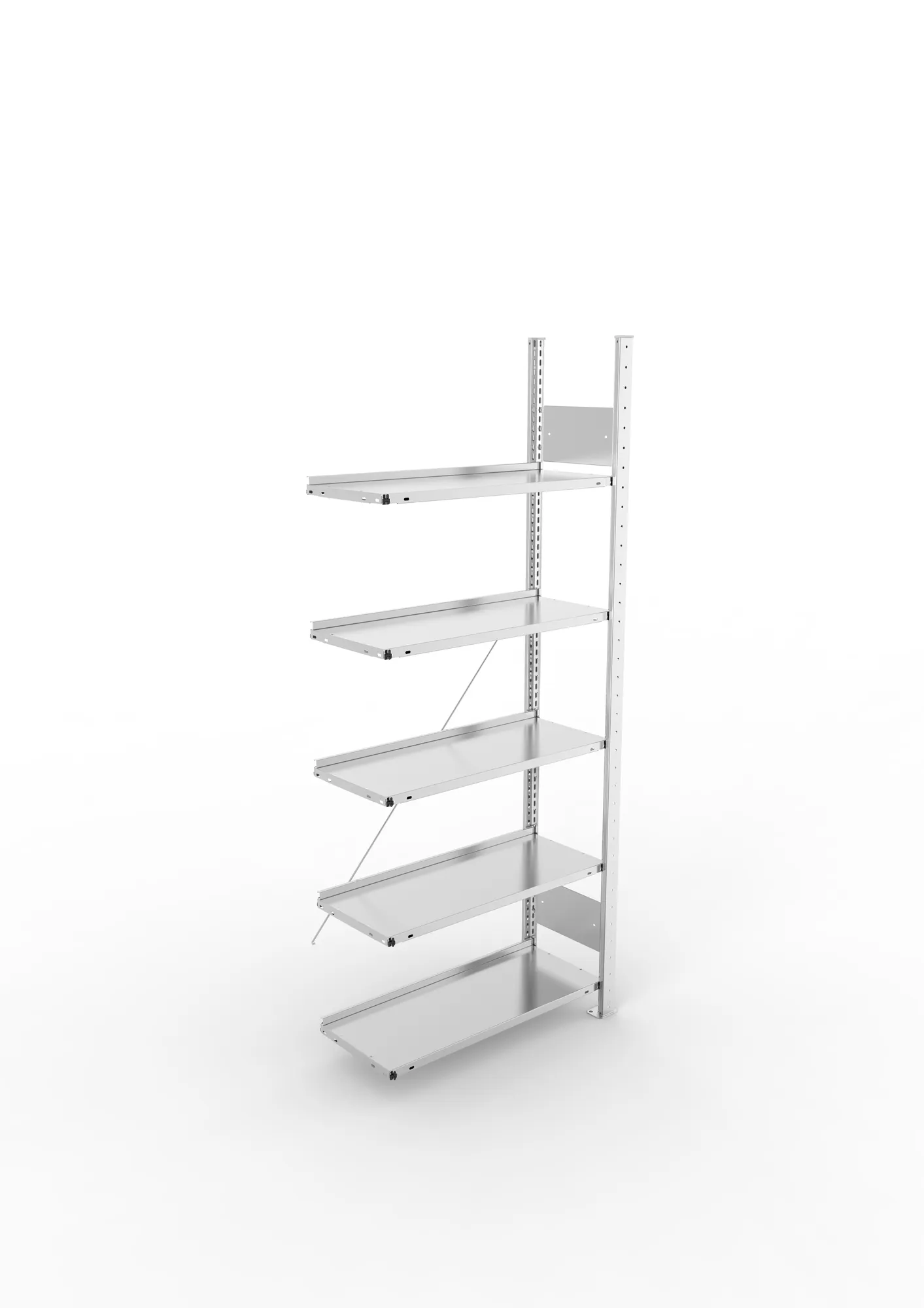 META COMPACT S3| Büro-Steckregal | Anbauregal | 1850 x 750 x 300 mm | Fachlast 80 kg | 5 Ebenen | Endanschlag | verzinkt