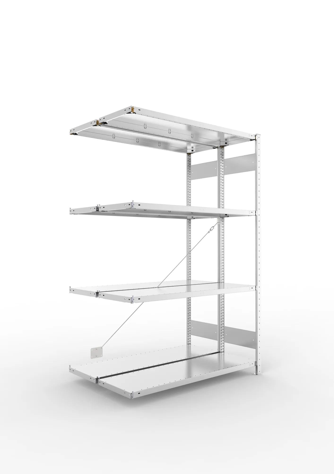 META CLIP | Fachbodenregal | Doppel-Anbauregal | 2000 x 1300 x 400 mm | Fachlast 230 kg | 3+1 Ebenen | verzinkt