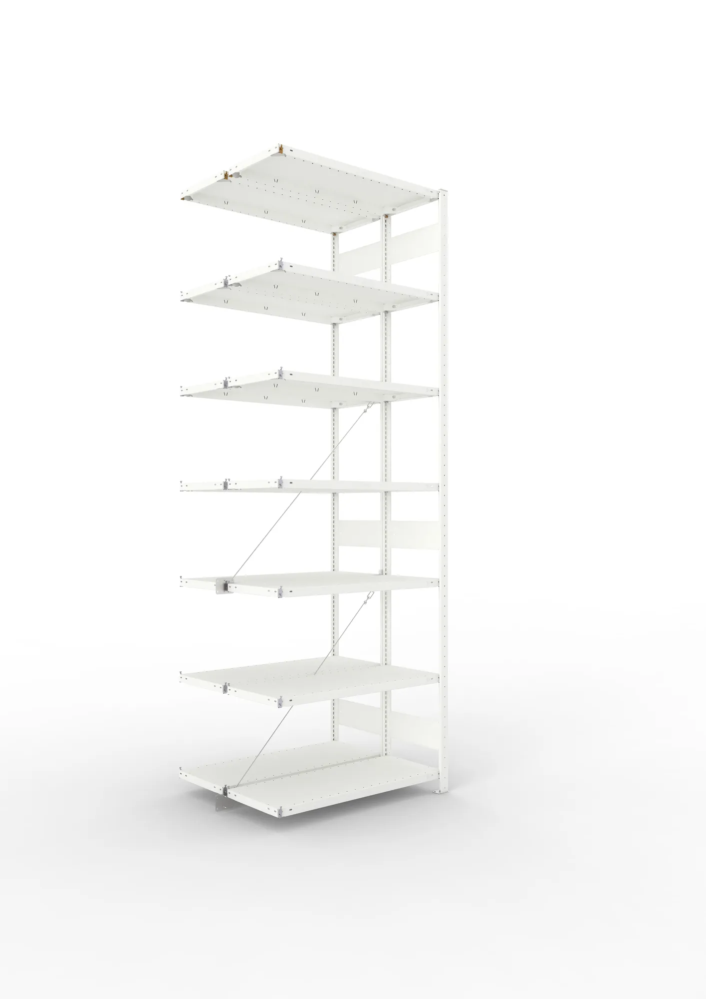 META CLIP | Fachbodenregal | Doppel-Anbauregal | 3000 x 1000 x 400 mm | Fachlast 150 kg | 6+1 Ebenen | RAL 7035