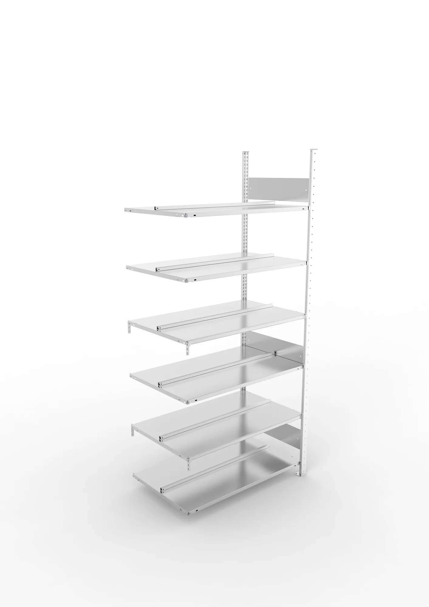 META COMPACT S3| Büro-Steckregal | Doppel-Anbauregal | 2200 x 1000 x 600 mm | Fachlast 100 kg | 6 Ebenen | Mittelanschlag | verzinkt