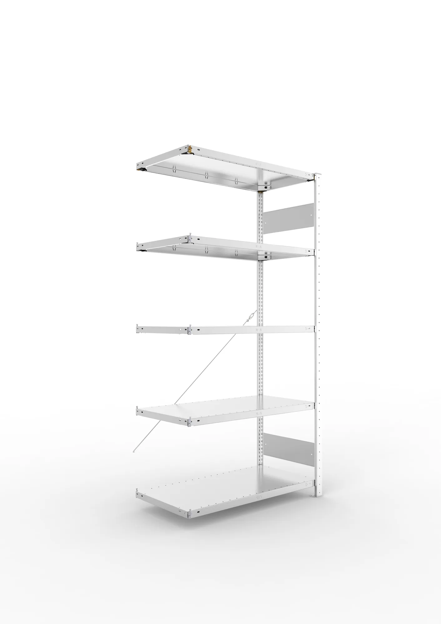 META CLIP S3 | Fachbodenregal | Anbauregal | 2000 x 1000 x 500 mm | Fachlast 150 kg | 4+1 Ebenen | verzinkt