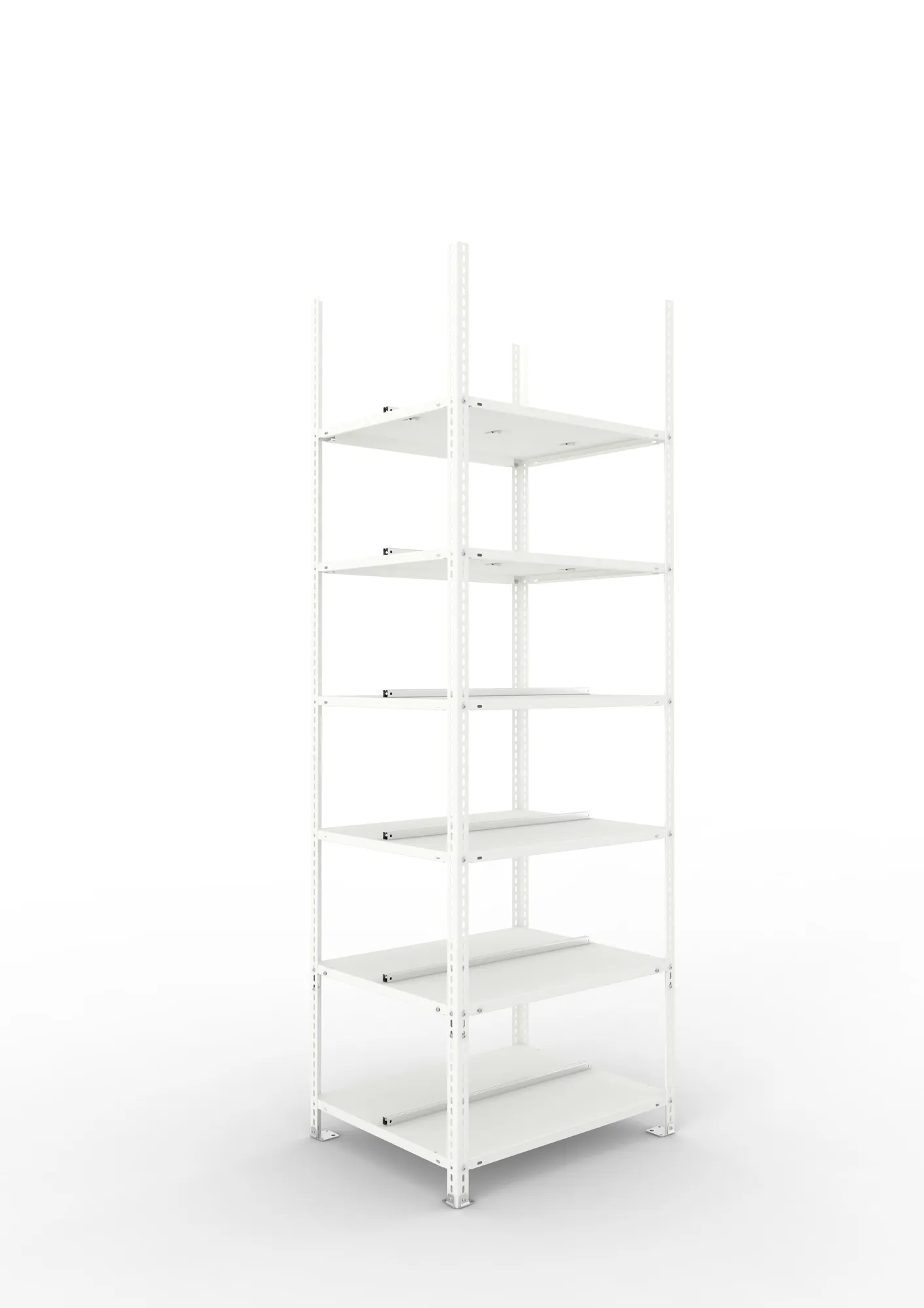 META FIX COMPACT | Büro-Schraubregal | Grundregal | 2200 x 750 x 600 mm | Fachlast 100 kg | 6 Ebenen | RAL 7035