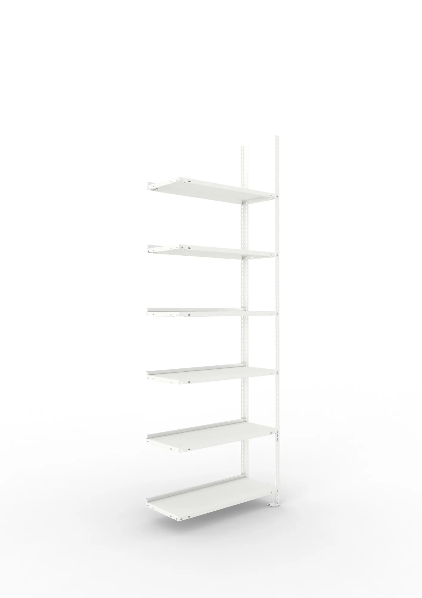 META FIX COMPACT | Büro-Schraubregal | Anbauregal | 2200 x 750 x 300 mm | Fachlast 80 kg | 6 Ebenen | RAL 7035