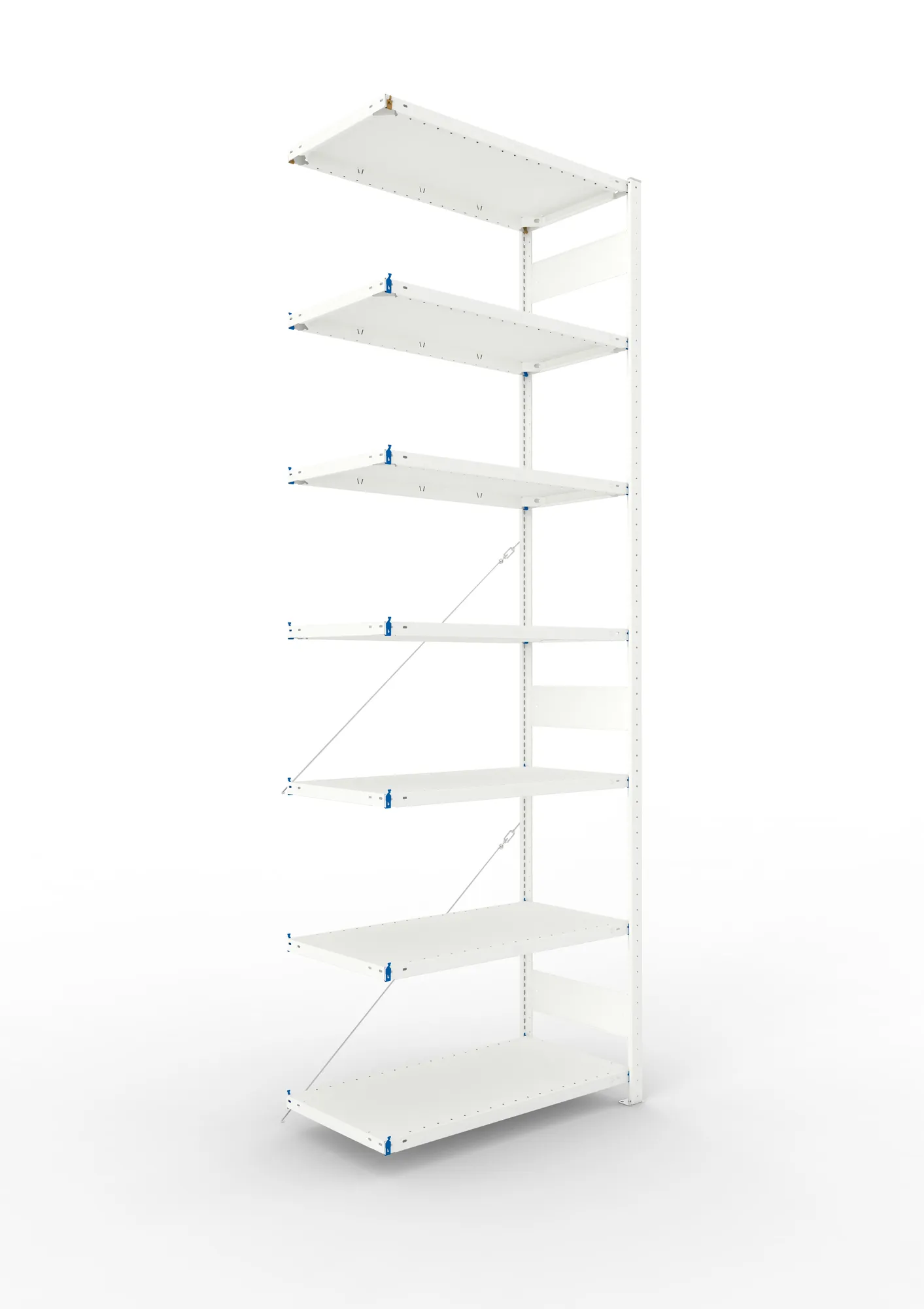 META CLIP | Fachbodenregal | Anbauregal | 3000 x 1000 x 500 mm | Fachlast 150 kg | 6+1 Ebenen | RAL 7035