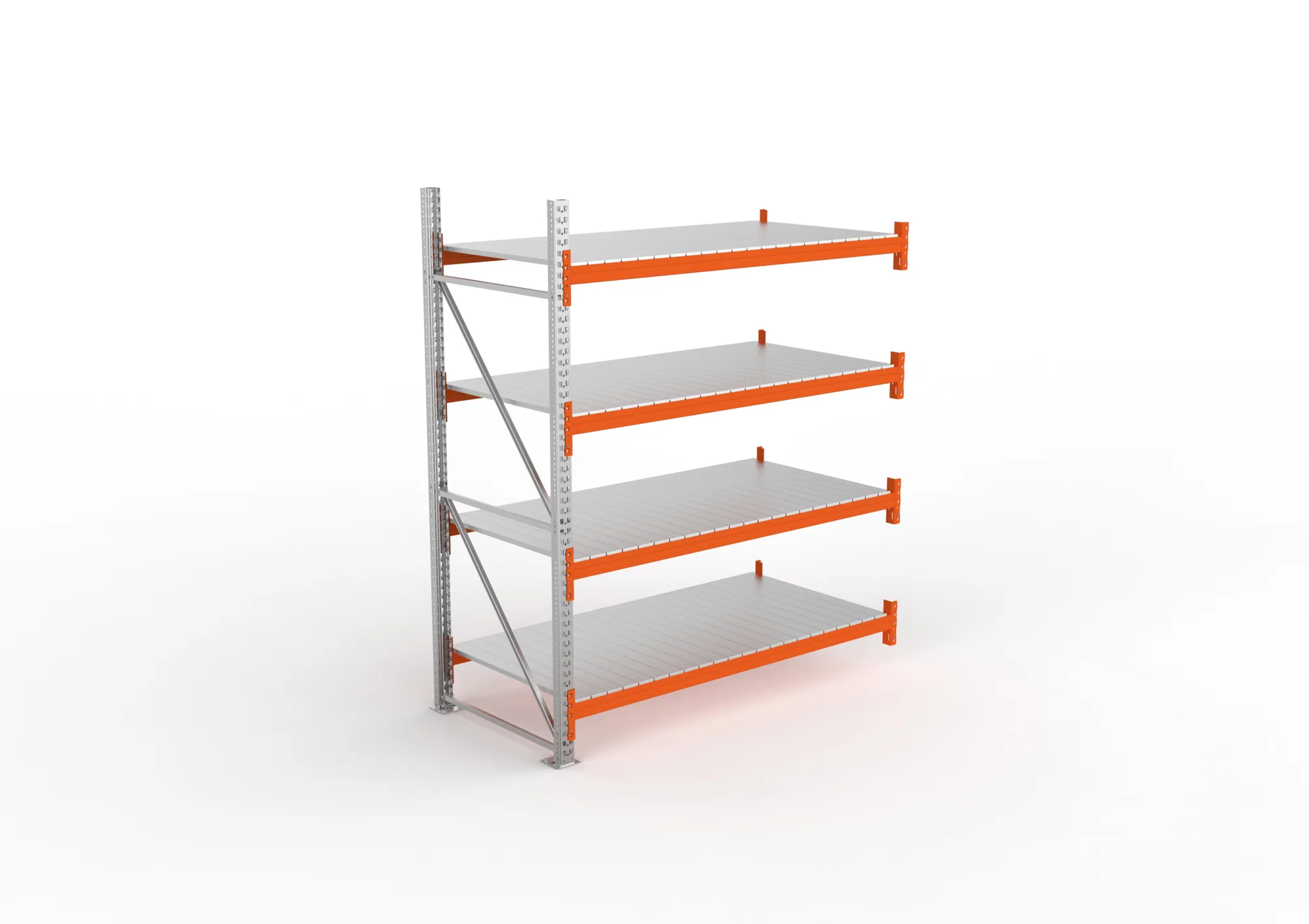 META MULTIPAL | Großfachregal | Anbauregal | 2700 x 2225 x 1100 mm | Fachlast 1900 kg | 4 Ebenen | Stahlpaneele | verzinkt