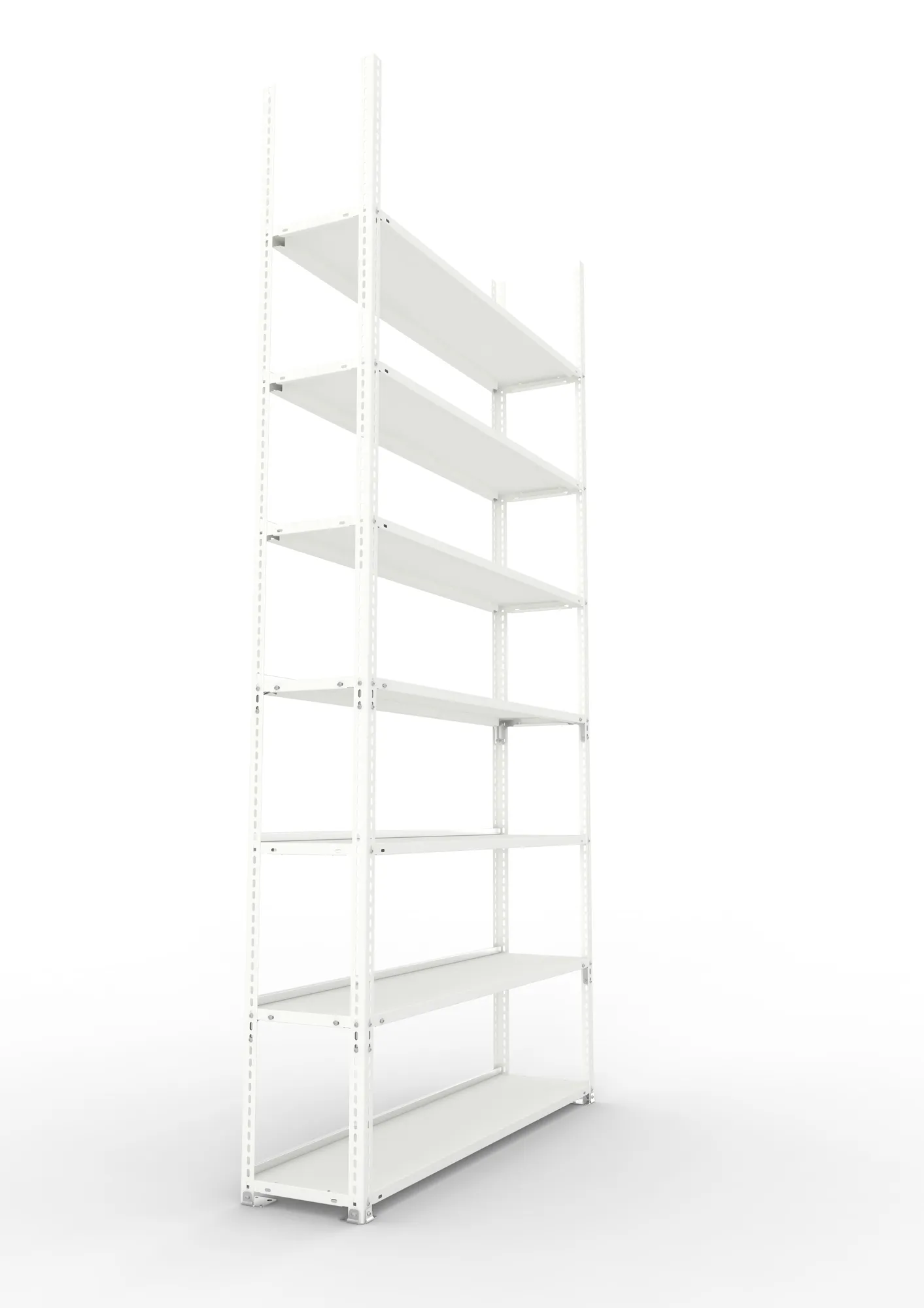 META FIX COMPACT | Büro-Schraubregal | Grundregal | 2500 x 1250 x 300 mm | Fachlast 80 kg | 7 Ebenen | RAL 7035