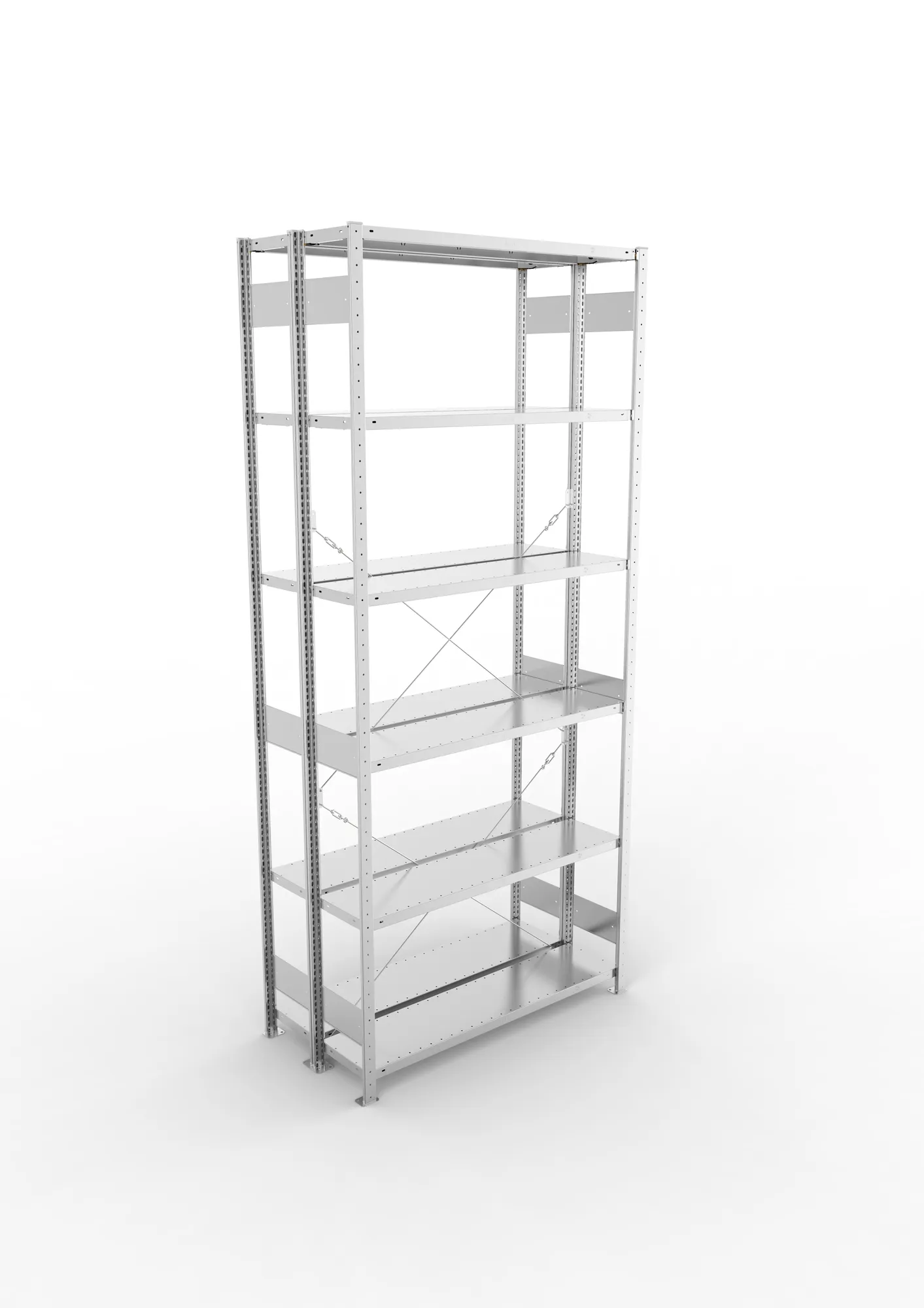 META CLIP | Fachbodenregal | Doppel-Grundregal | 3000 x 1300 x 300 mm | Fachlast 230 kg | 5+1 Ebenen | verzinkt