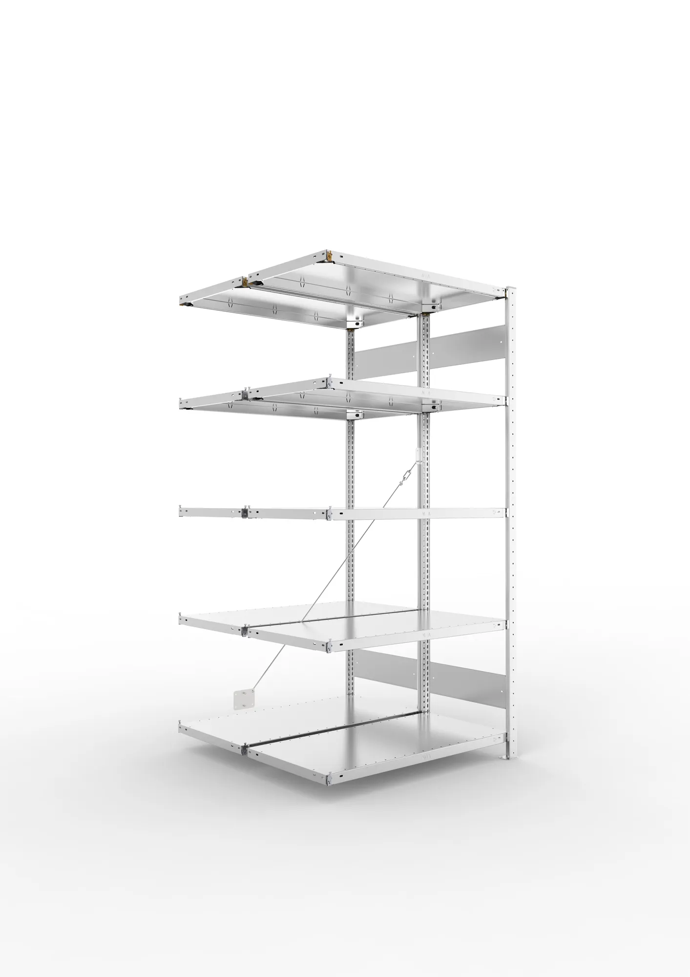 META CLIP | Fachbodenregal | Doppel-Anbauregal | 2000 x 1000 x 500 mm | Fachlast 150 kg | 4+1 Ebenen | verzinkt