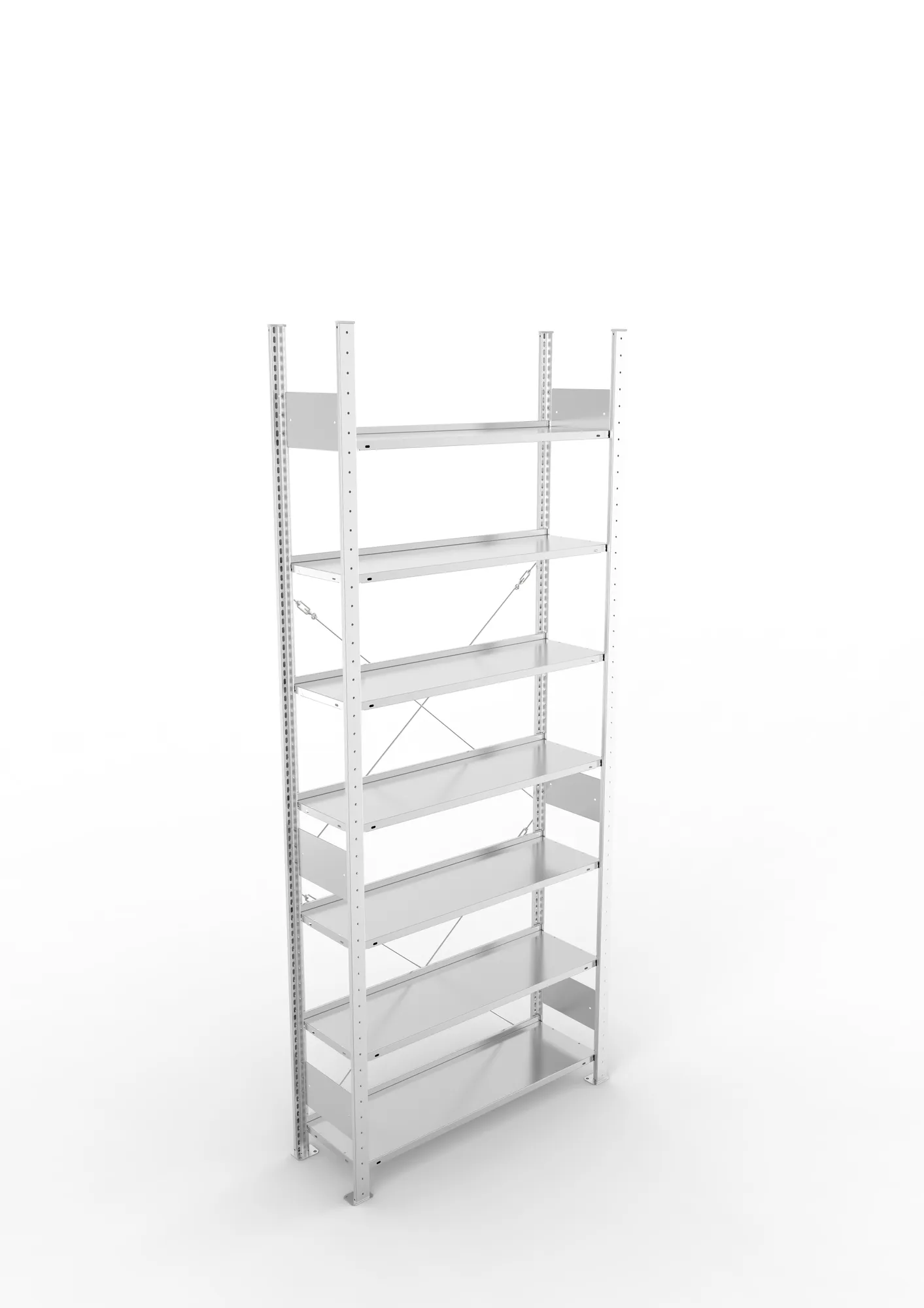 META COMPACT S3| Büro-Steckregal | Grundregal | 2500 x 1000 x 300 mm | Fachlast 80 kg | 7 Ebenen | Endanschlag | verzinkt