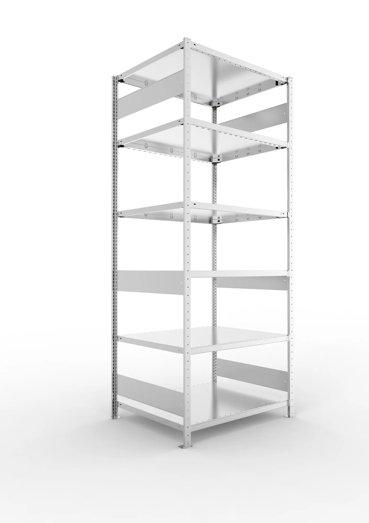 META CLIP S3 | Fachbodenregal | Grundregal | 2500 x 1000 x 800 mm | Fachlast 230 kg | 5+1 Ebenen | Längsriegel | verzinkt