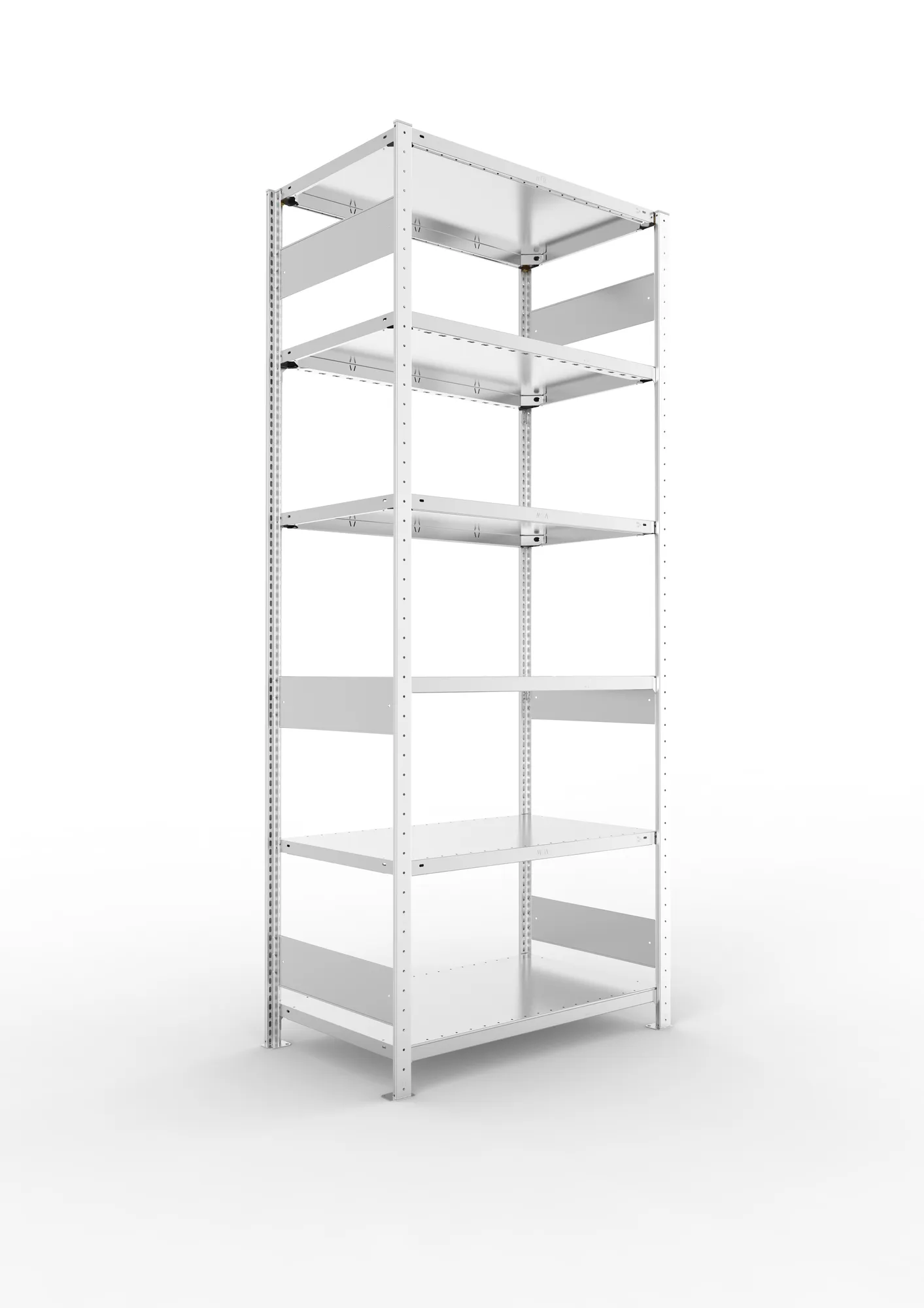 META CLIP S3 | Fachbodenregal | Grundregal | 2500 x 1000 x 600 mm | Fachlast 150 kg | 5+1 Ebenen | Längsriegel | verzinkt